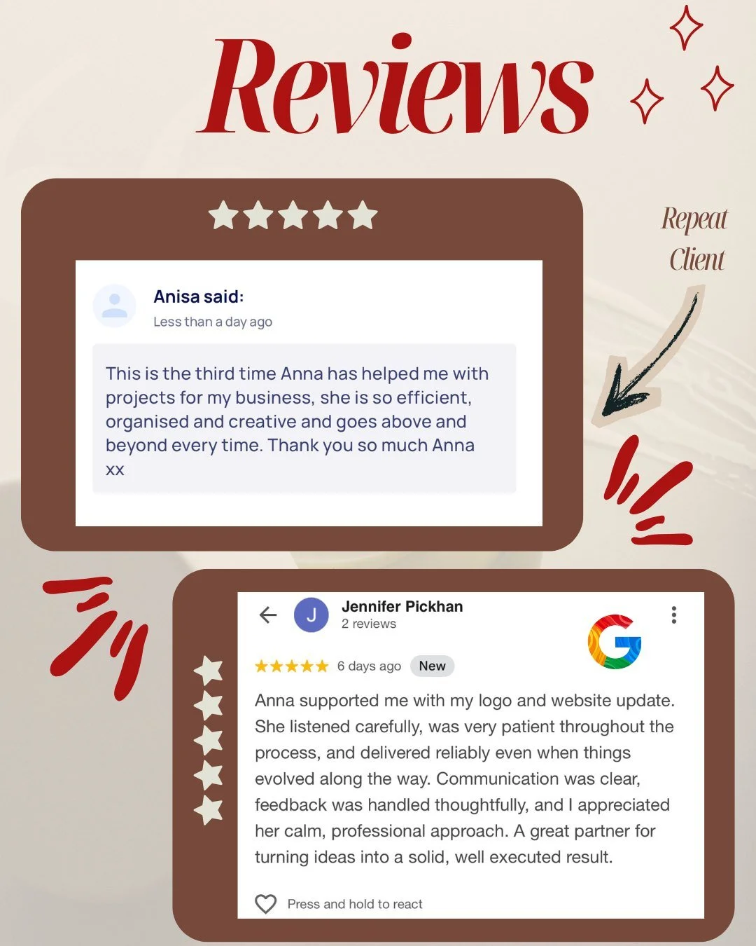 Some more google reviews from this week, it never gets old seeing feedback like this. Thank you for your kind words @glowup_hut &amp; JP4SMES
✨