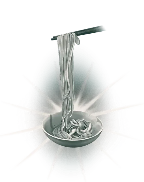 A bowl of noodles with chopsticks lifting some noodles over an exploding background.