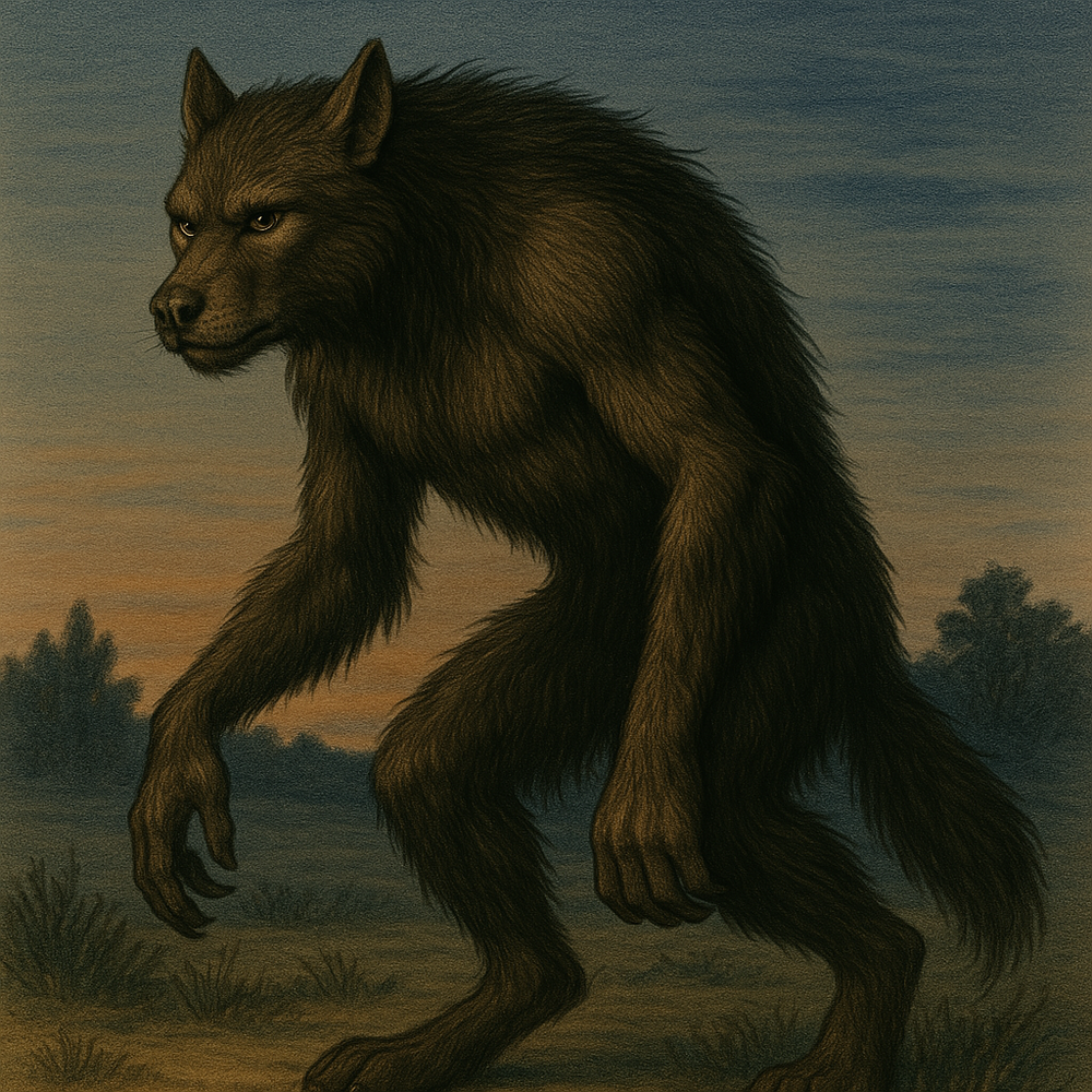 Michigan Dogman standing in the forest