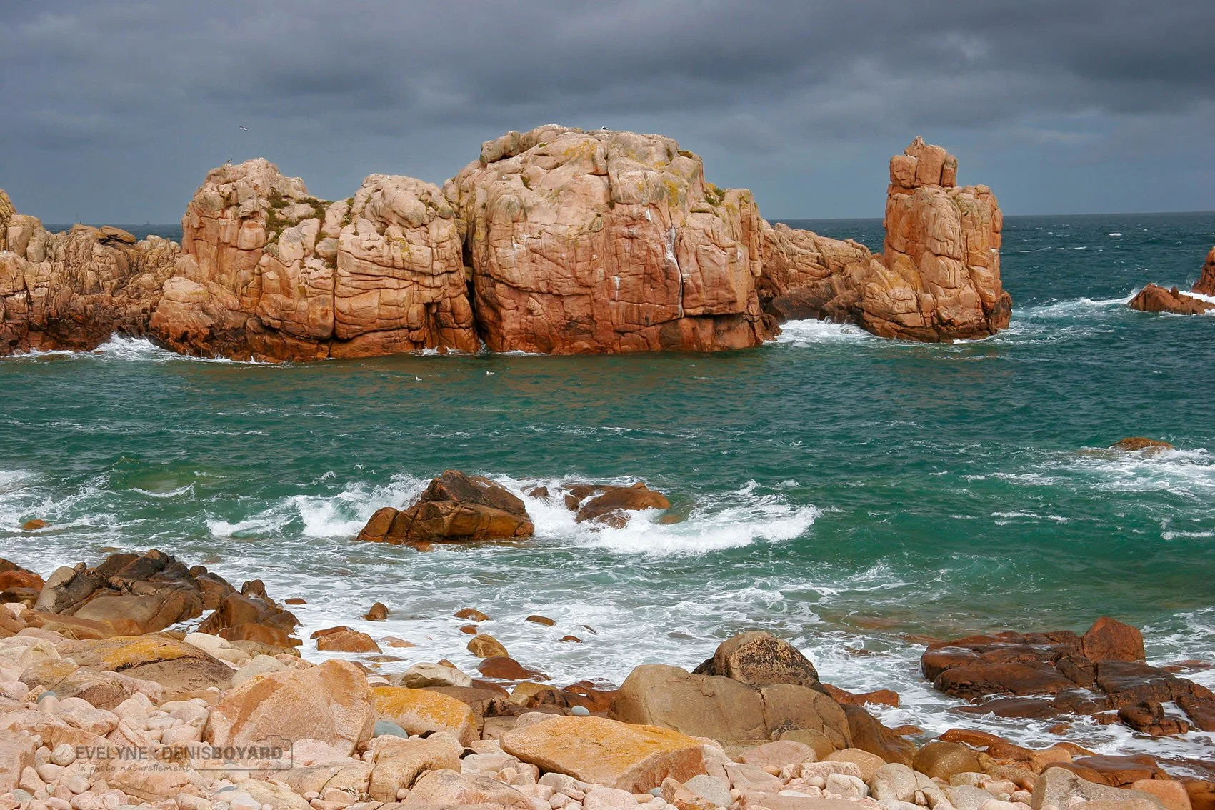 Côte de granit rose sur l'île de Bréhat (Côte d'Armor).