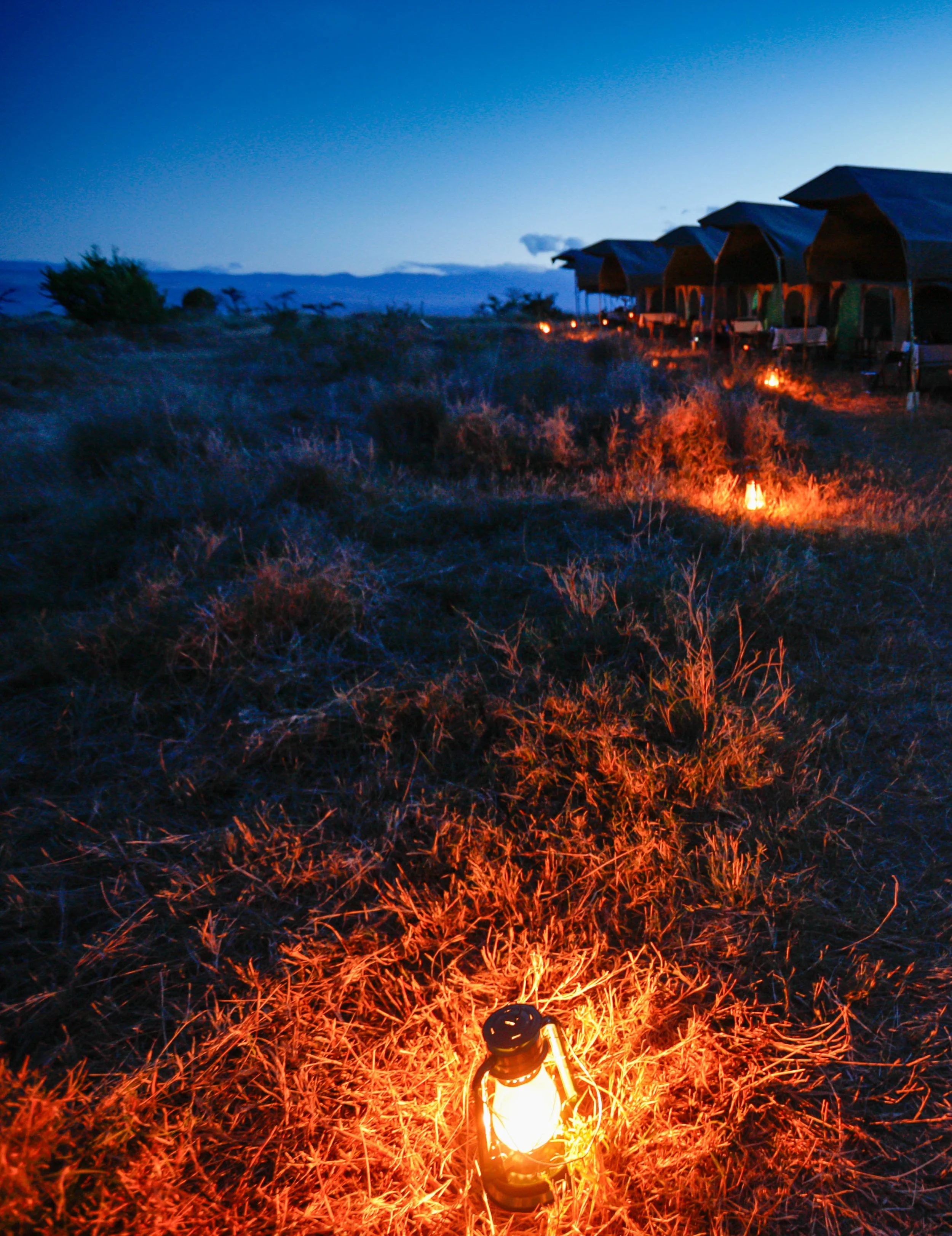 Ambiance Afrique à la "Karen Blixen", le soir au camp.