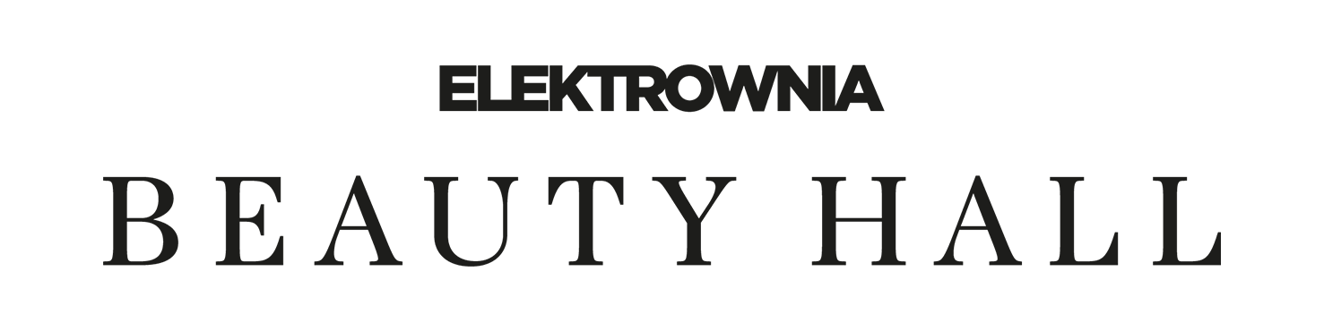 Elektrownia Beauty Hall logo in black and white, featuring a sunburst design above the text.