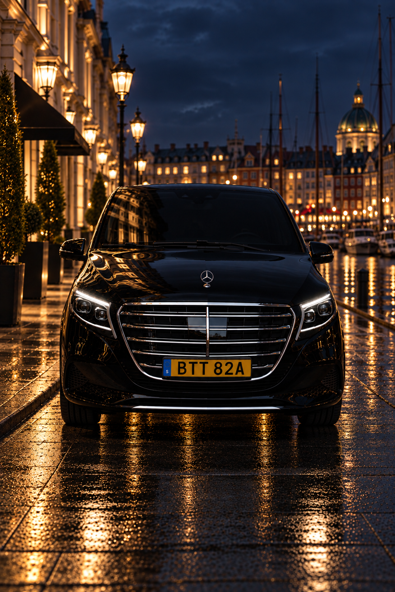 Private Mercedes-Benz chauffeur service between Copenhagen Airport, Copenhagen City and Sweden