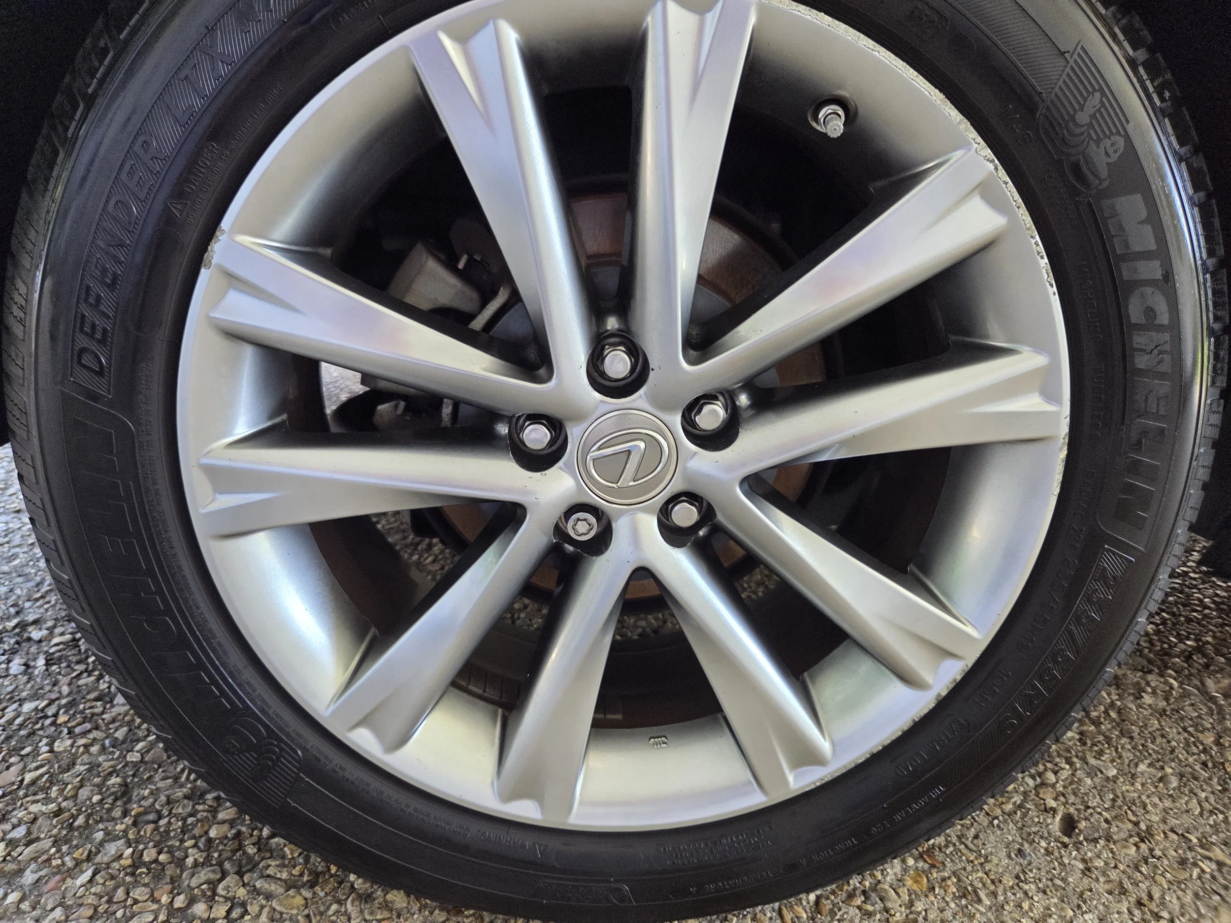 Close-up of after wheel cleaning.