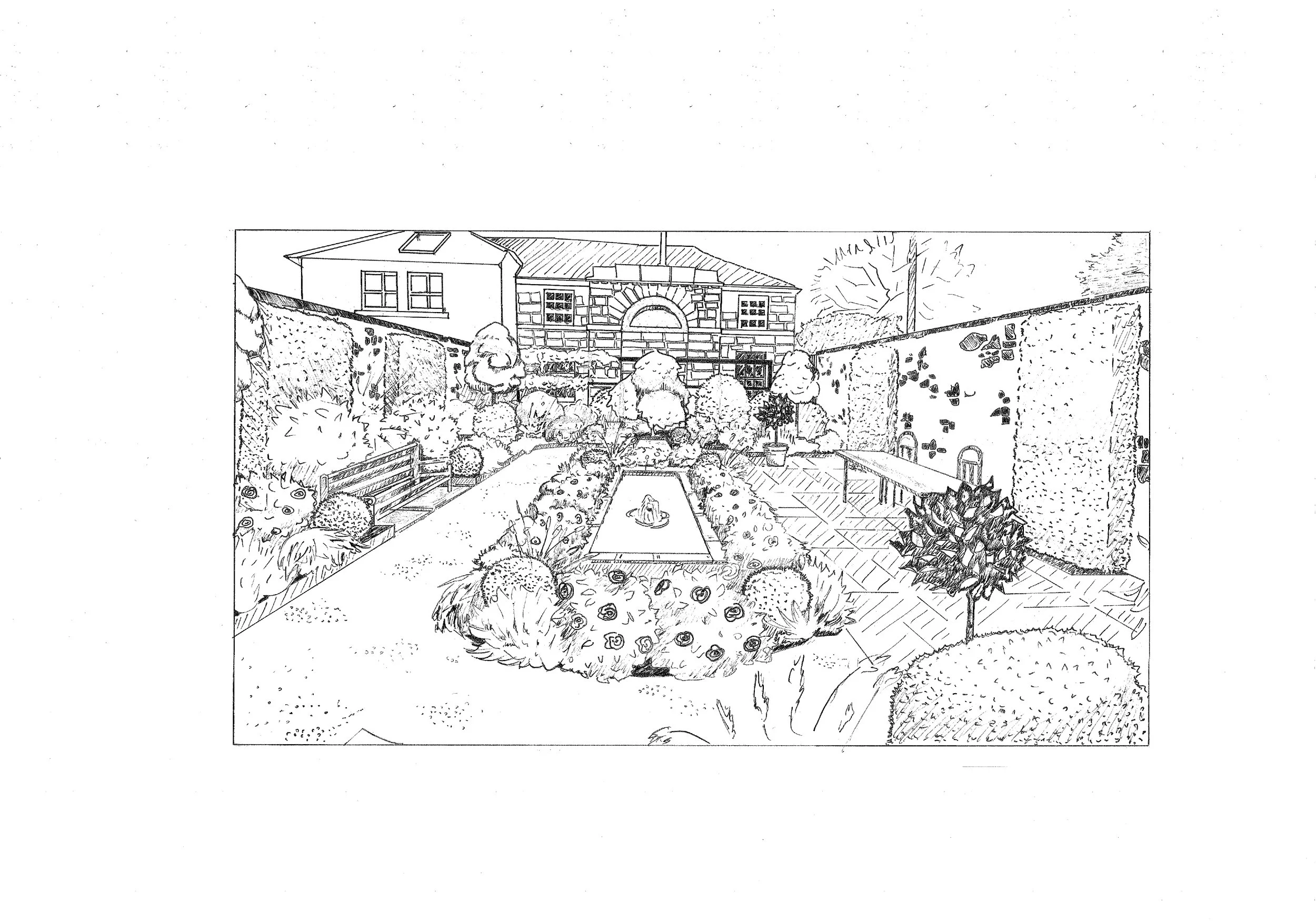 hand drawn visual of a garden