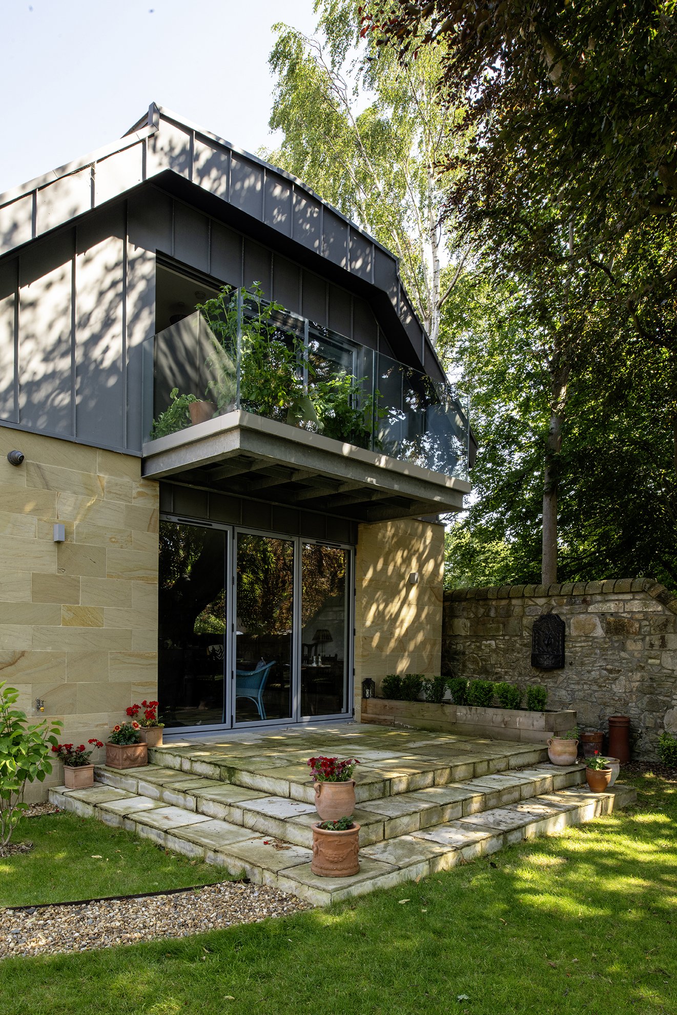 Tiered patio in indian stone, Edinburgh