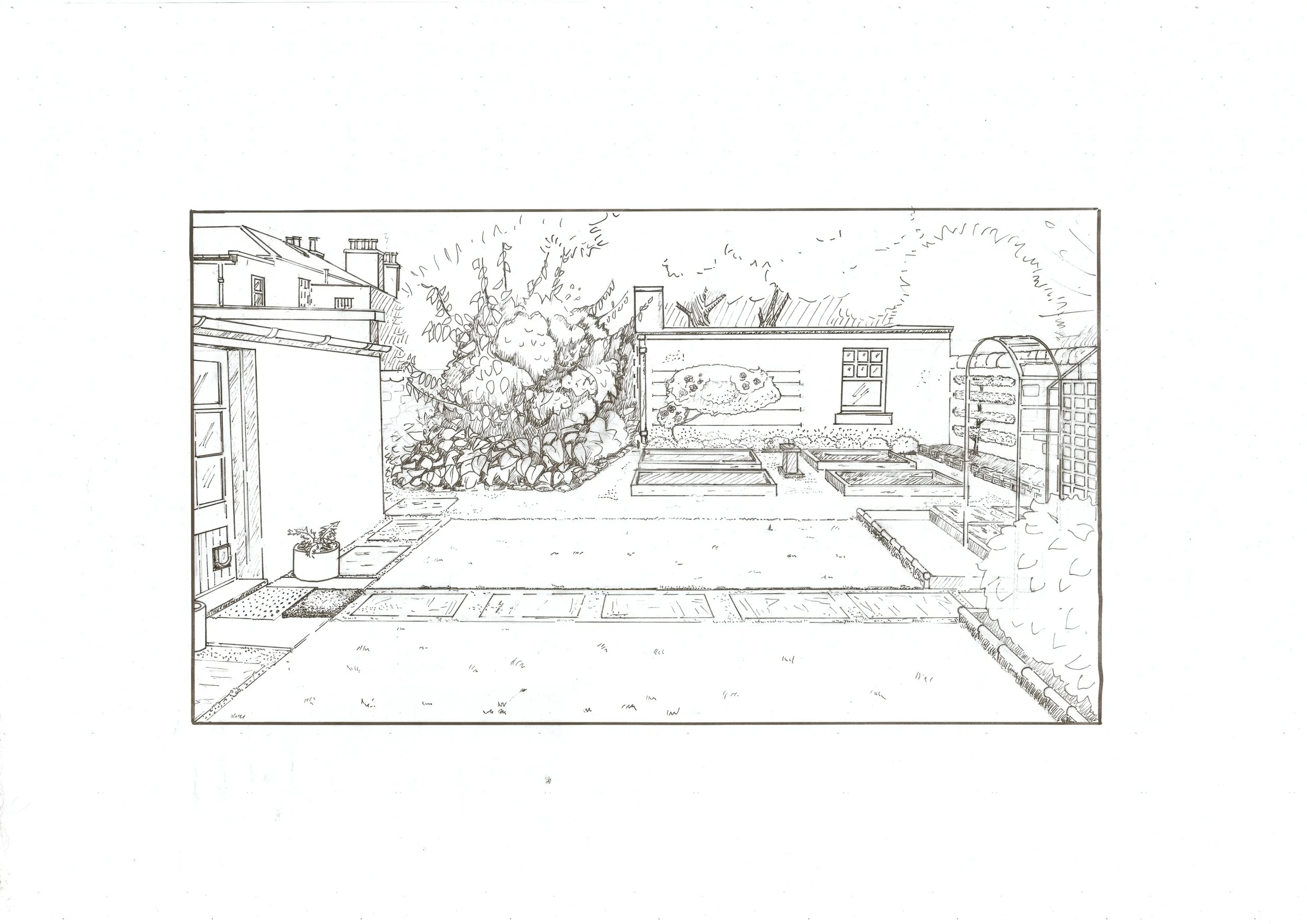 hand drawn picture of a garden 