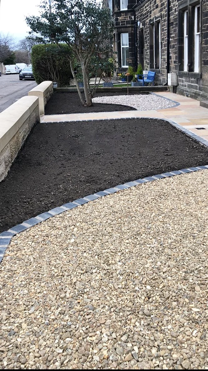 Newly made, empty planting beds.