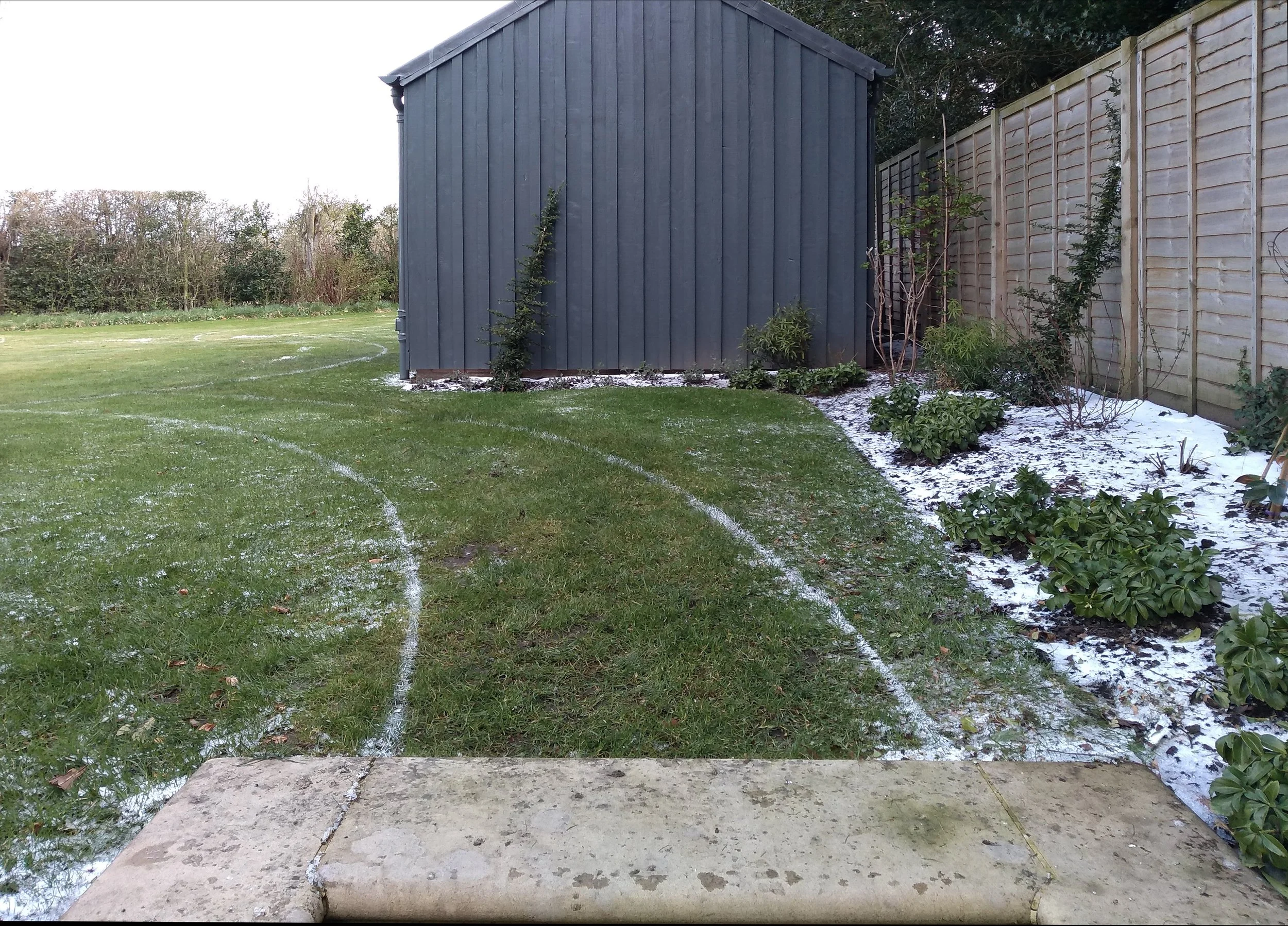 New design painted onto a lawn.