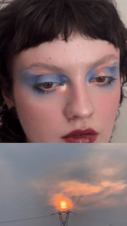 Sun set in my little village where I was growing up �☁️ .#avantguardemakeup #creativemakeup #ex-high.gif
