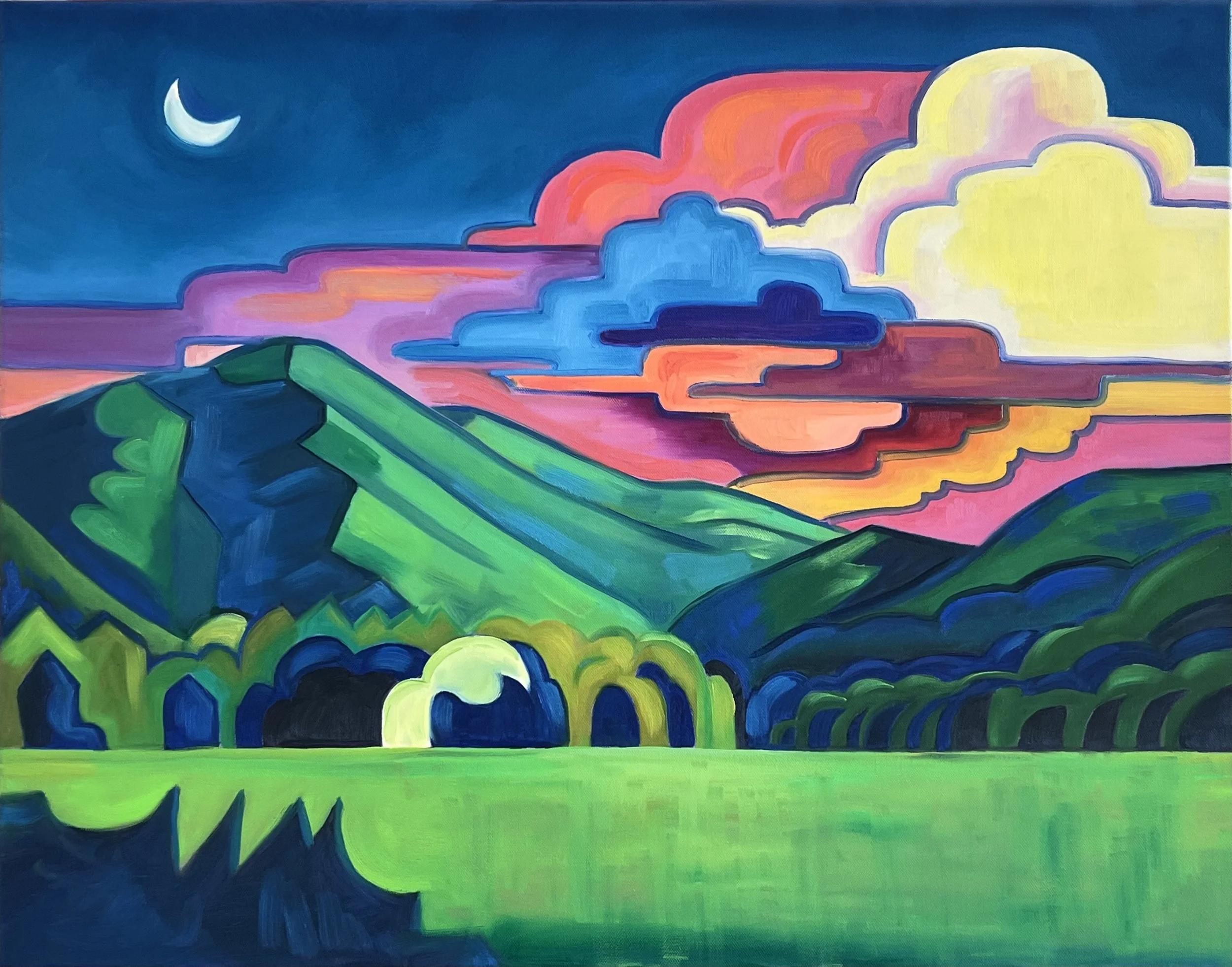 "Golden Hour at Smoky Mountains II", oil on canvas, 22 x 28"