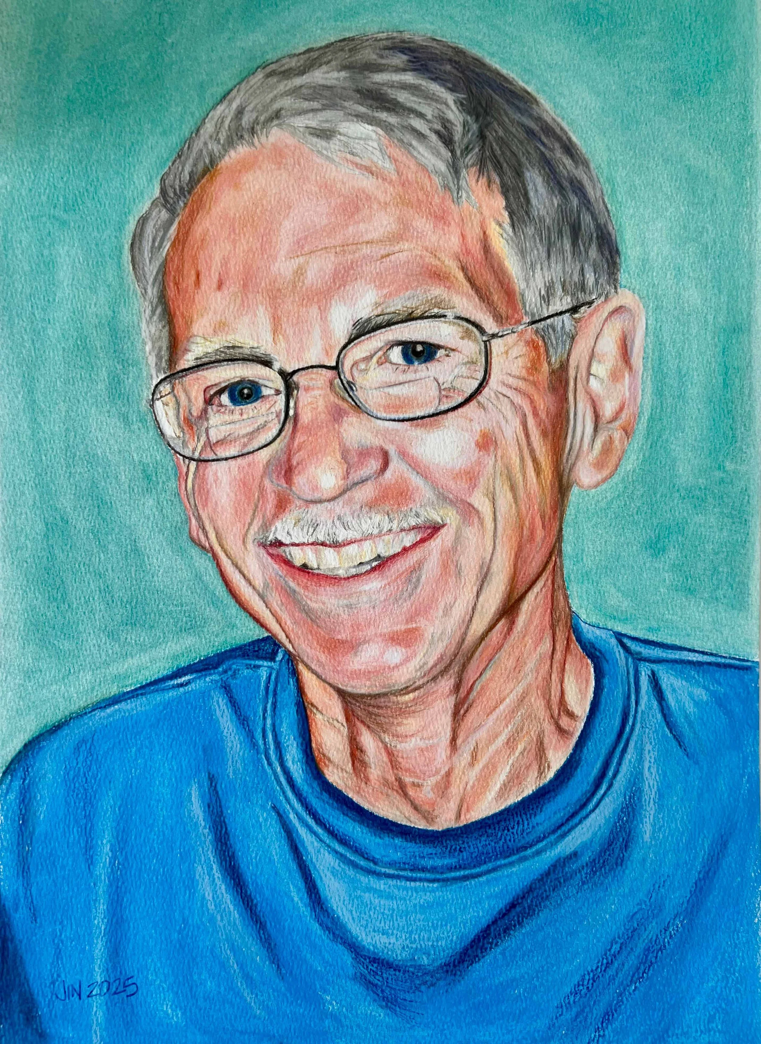 Jerry Youngblood, pastel & pencil on watercolor paper, 11 x 18". Sold