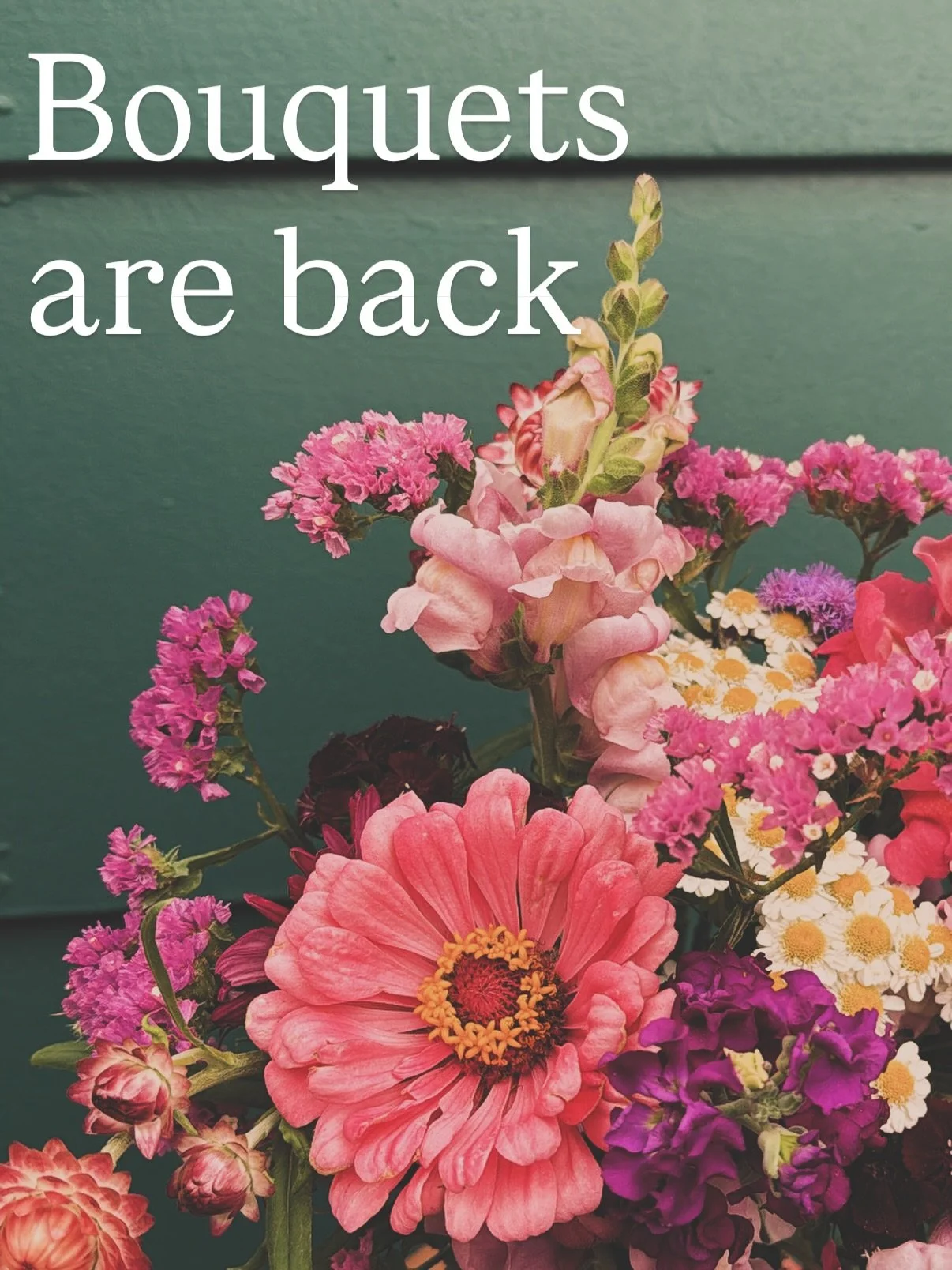 Bouquets are back at markets this week! Wednesday @cofarmandart 3pm-7pm at the Pioneers museum 215 S Tejon. Sunday @coloradospringssundaymarket 9am-2pm at Acacia Park 115 E Platte. Excited to be back with flowers for you! 🌸
#coloradosprings #colorad