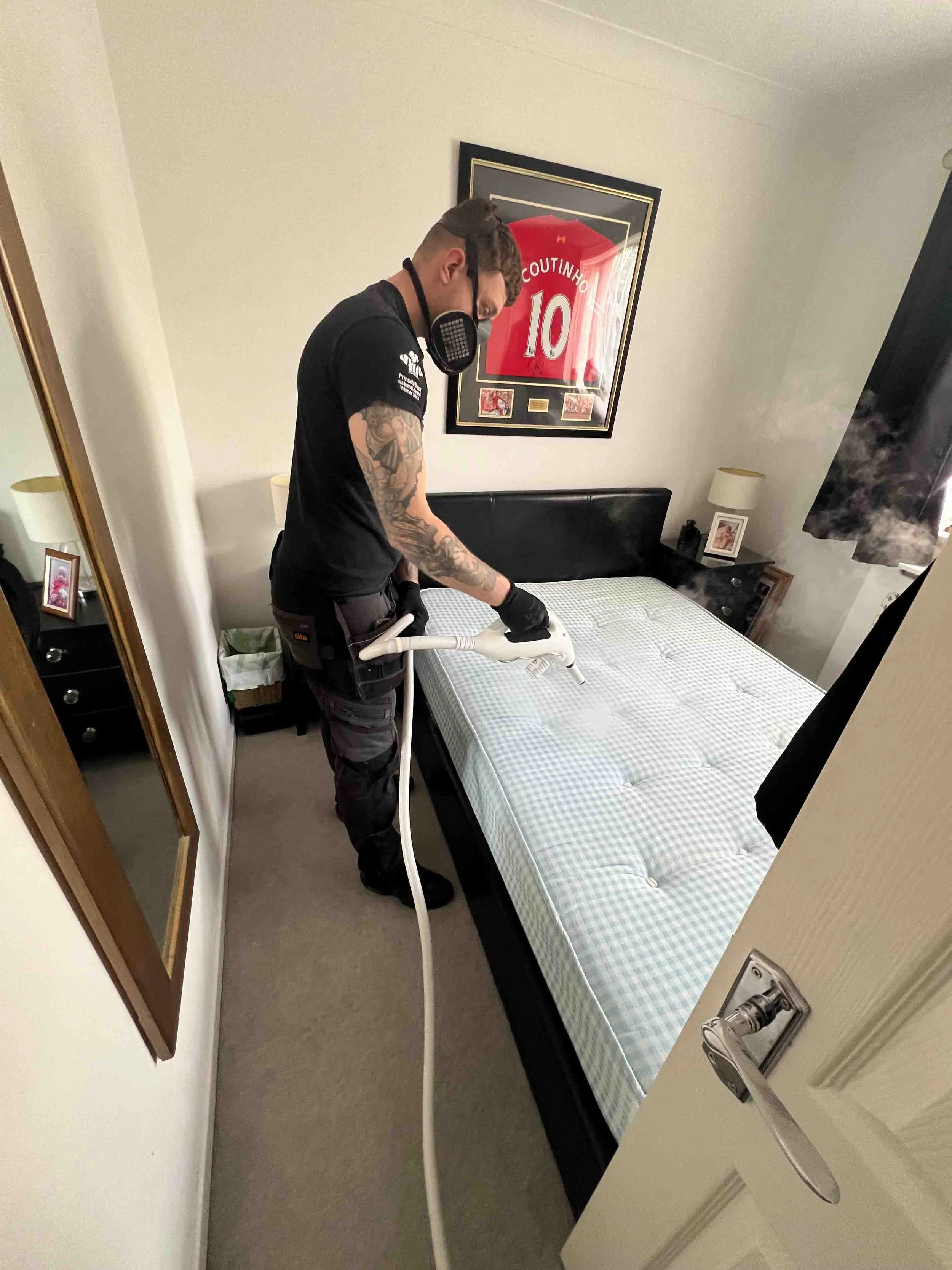 Bed Bug treatment spray in bedroom