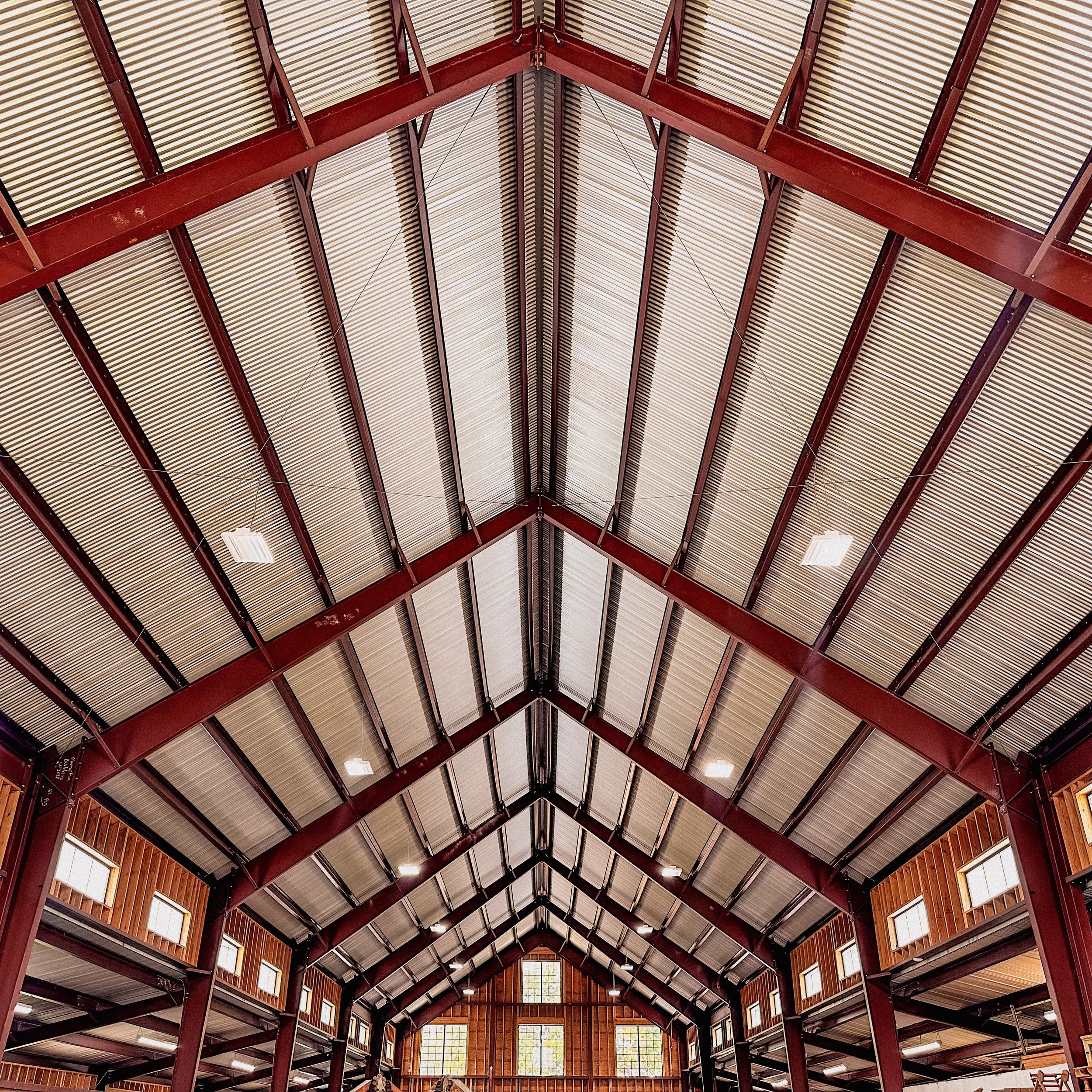 Even when left un finished steel beams and wood framing materials can be aesthetically pleasing.