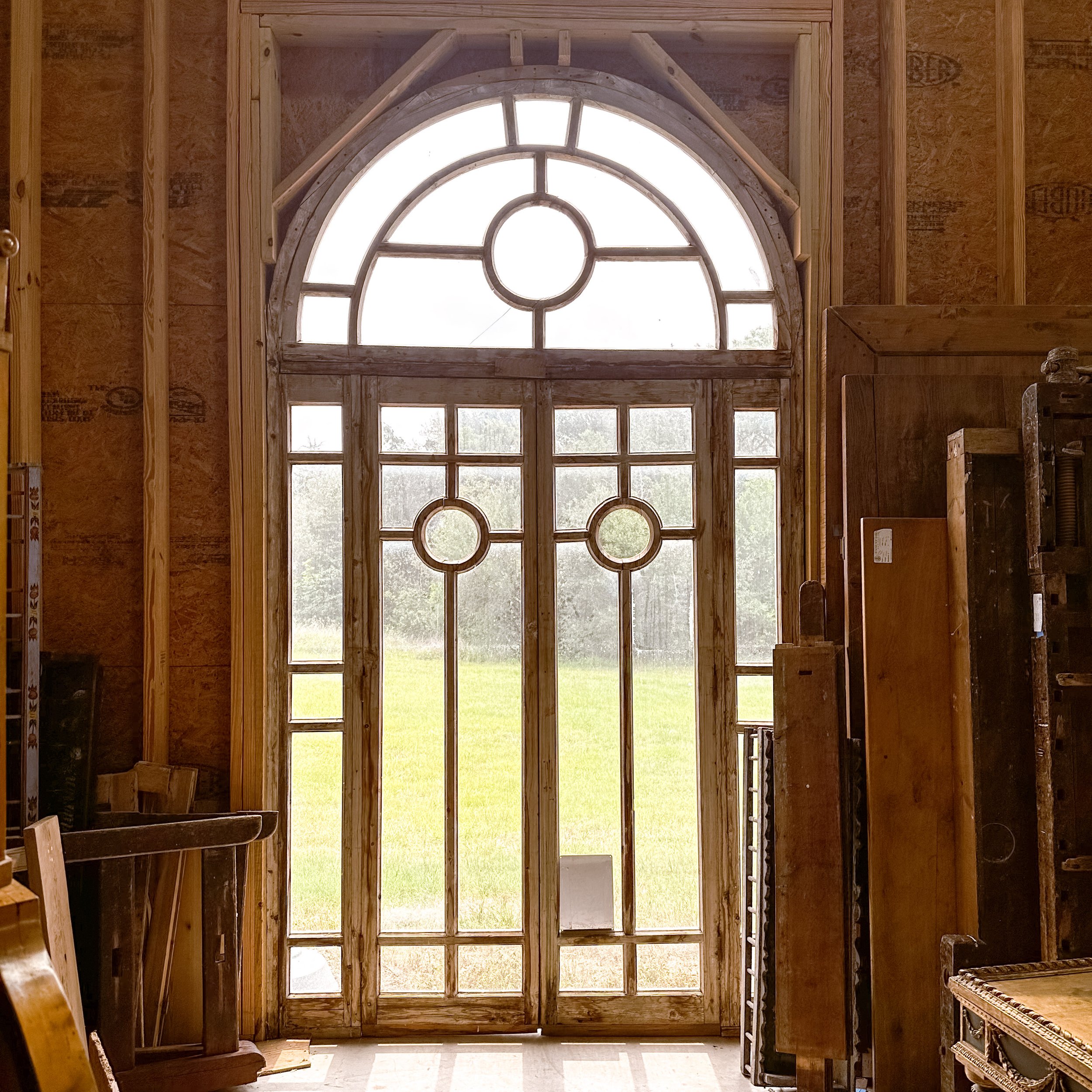 Old world doors meet modern 2x6 framed walls for the win.