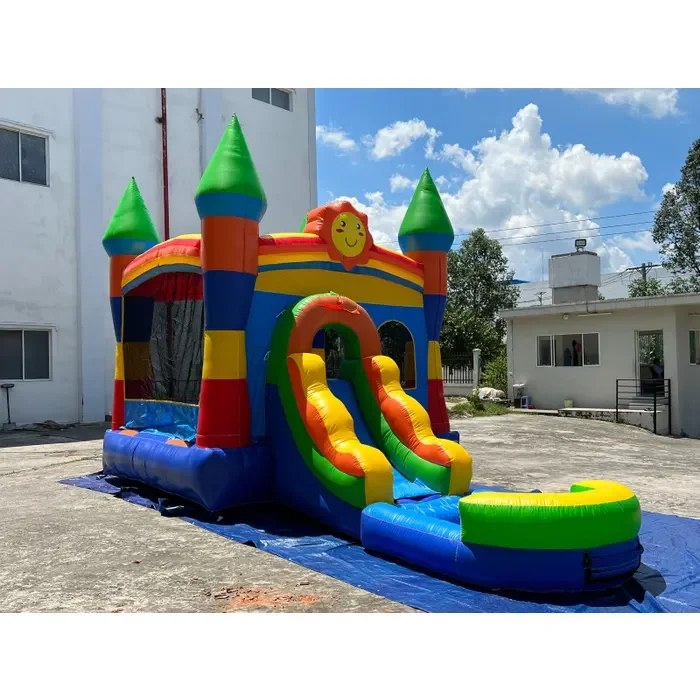 Rainbow Smiley Face Castle Inflatable Bounce House