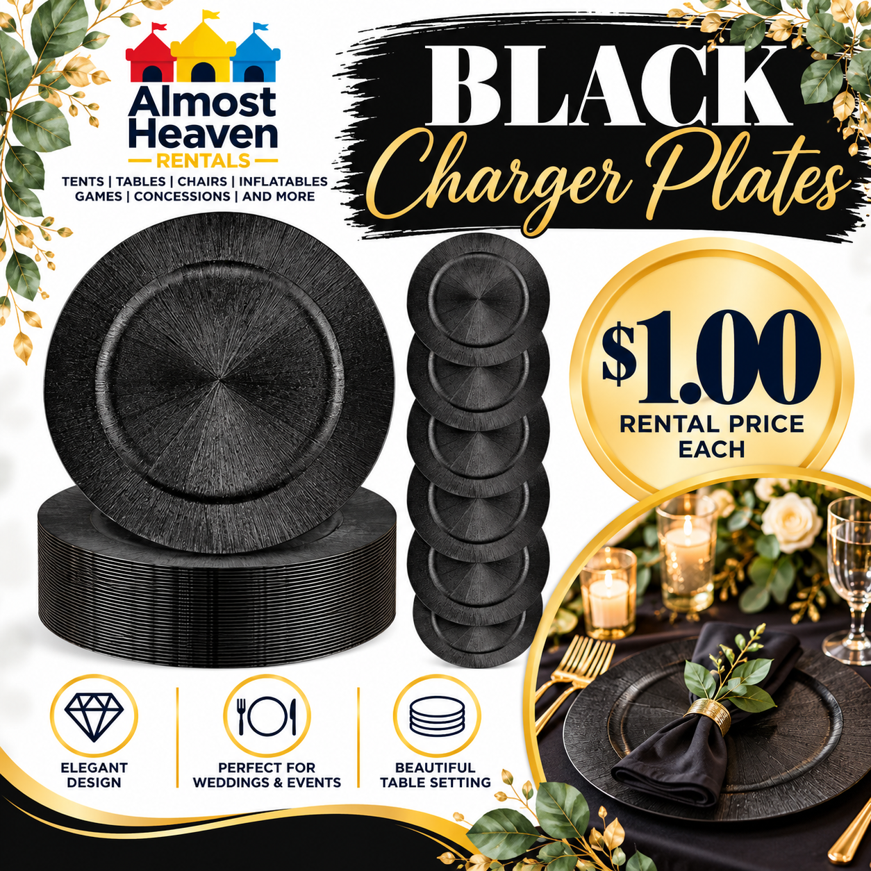 Black Charger Plates