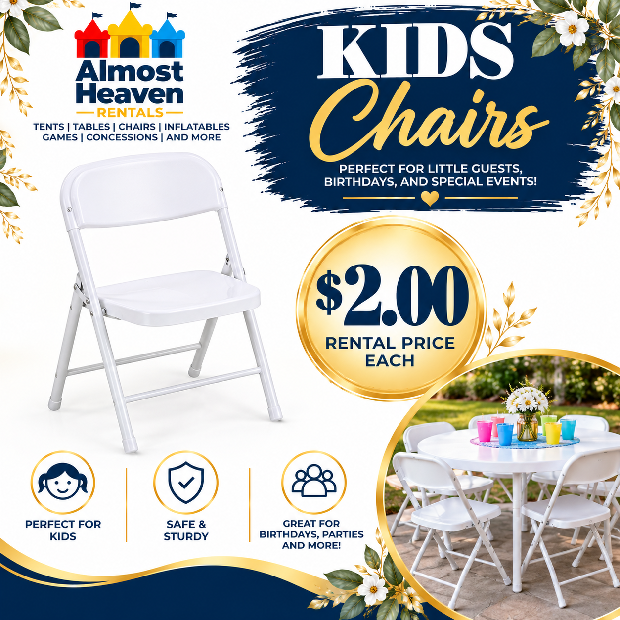 Kids White Plastic Chair
