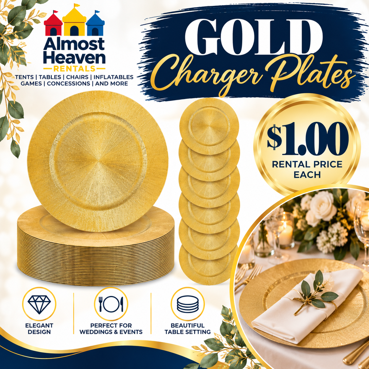 Charger Plates (Glitter Gold)