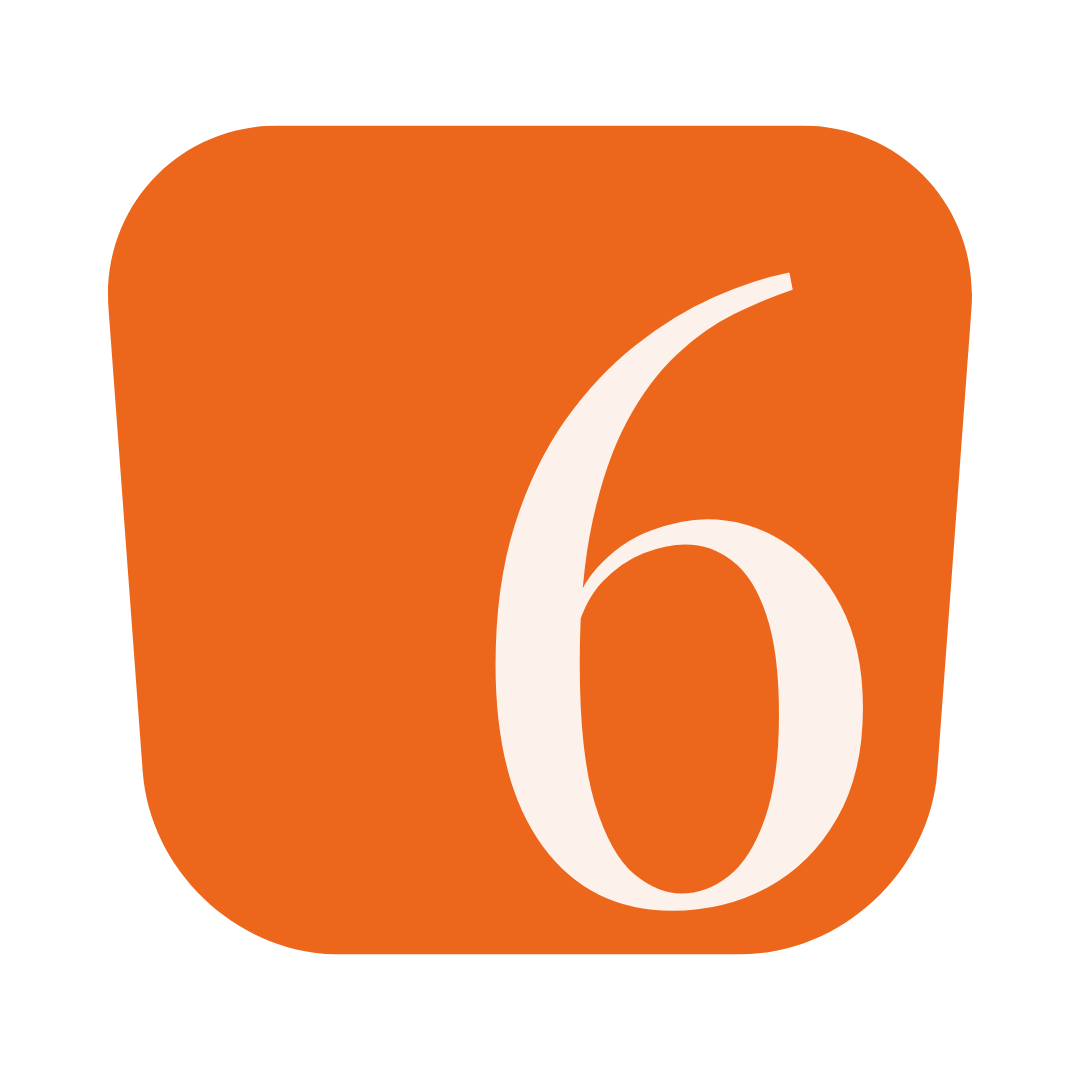Icône orange avec le chiffre blanc 6.