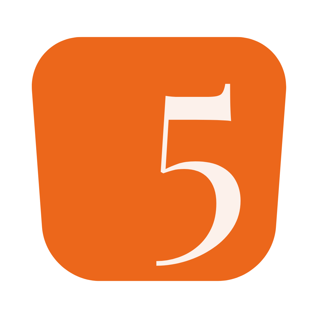 Icône orange avec le chiffre blanc 5.