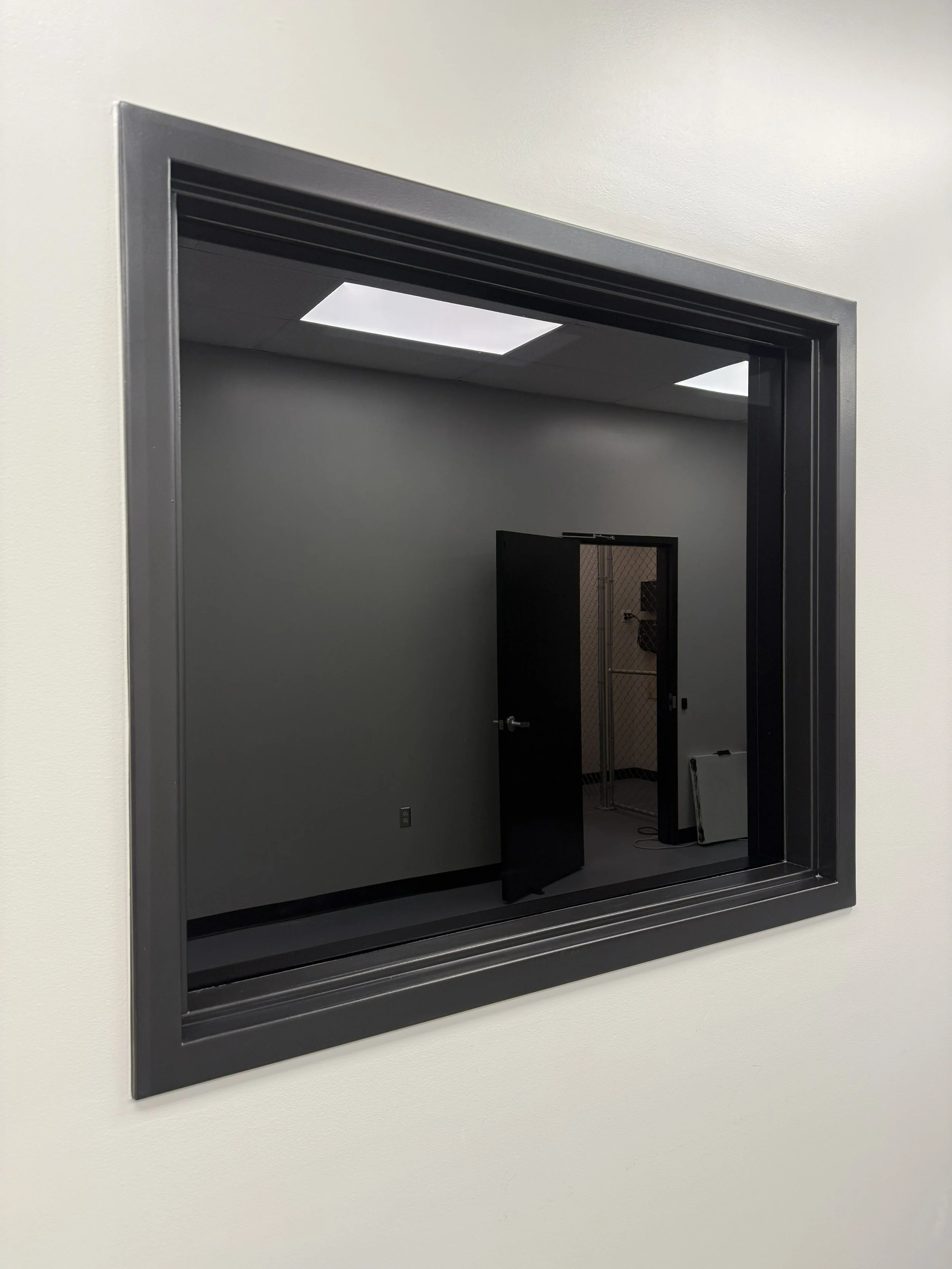 Blackout film installed on a window by Fine Line Auto Wraps in Holland, MI.