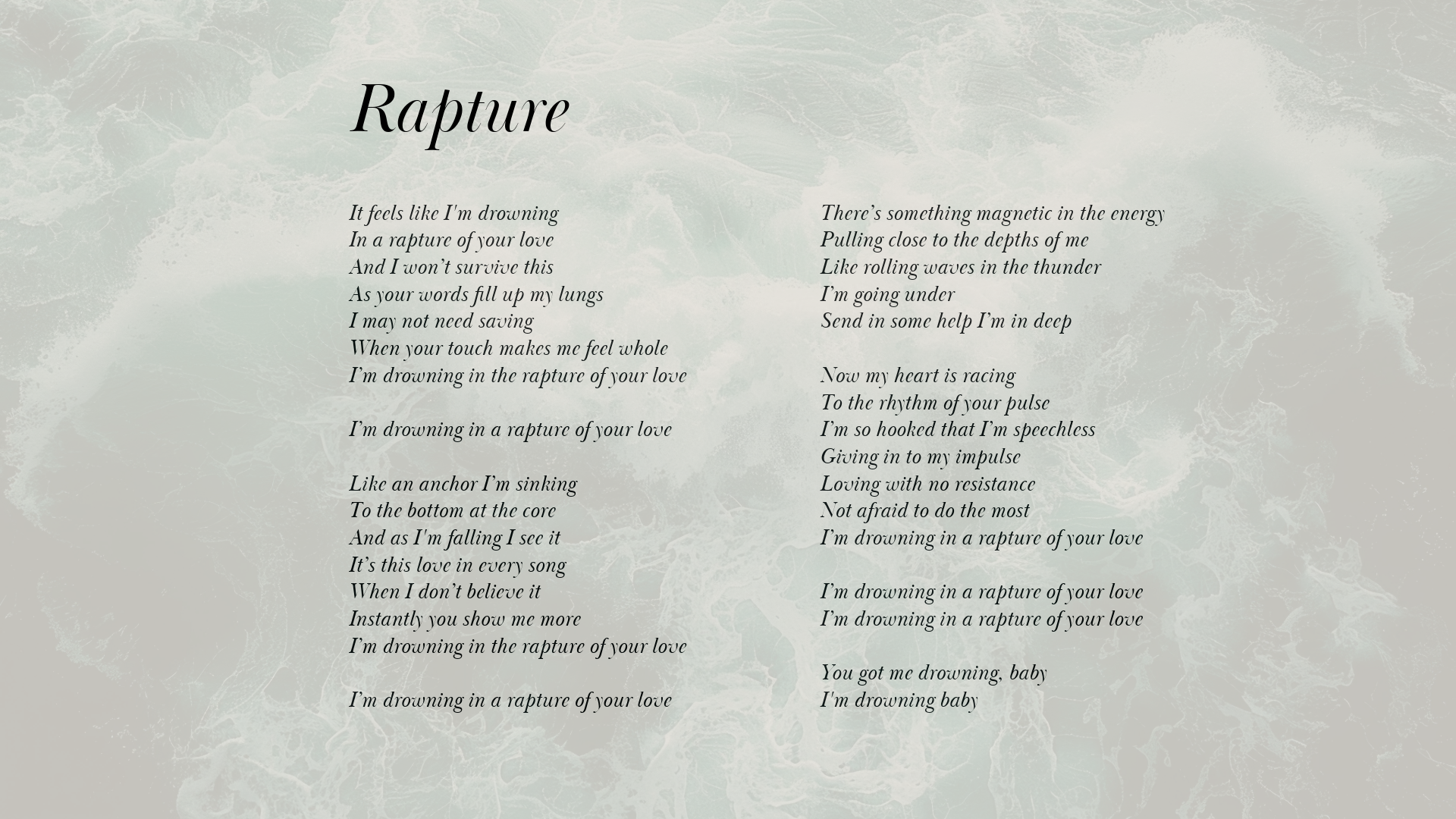 Lyric artwork for "Rapture" by Patrick Sims from the Love Notes EP.