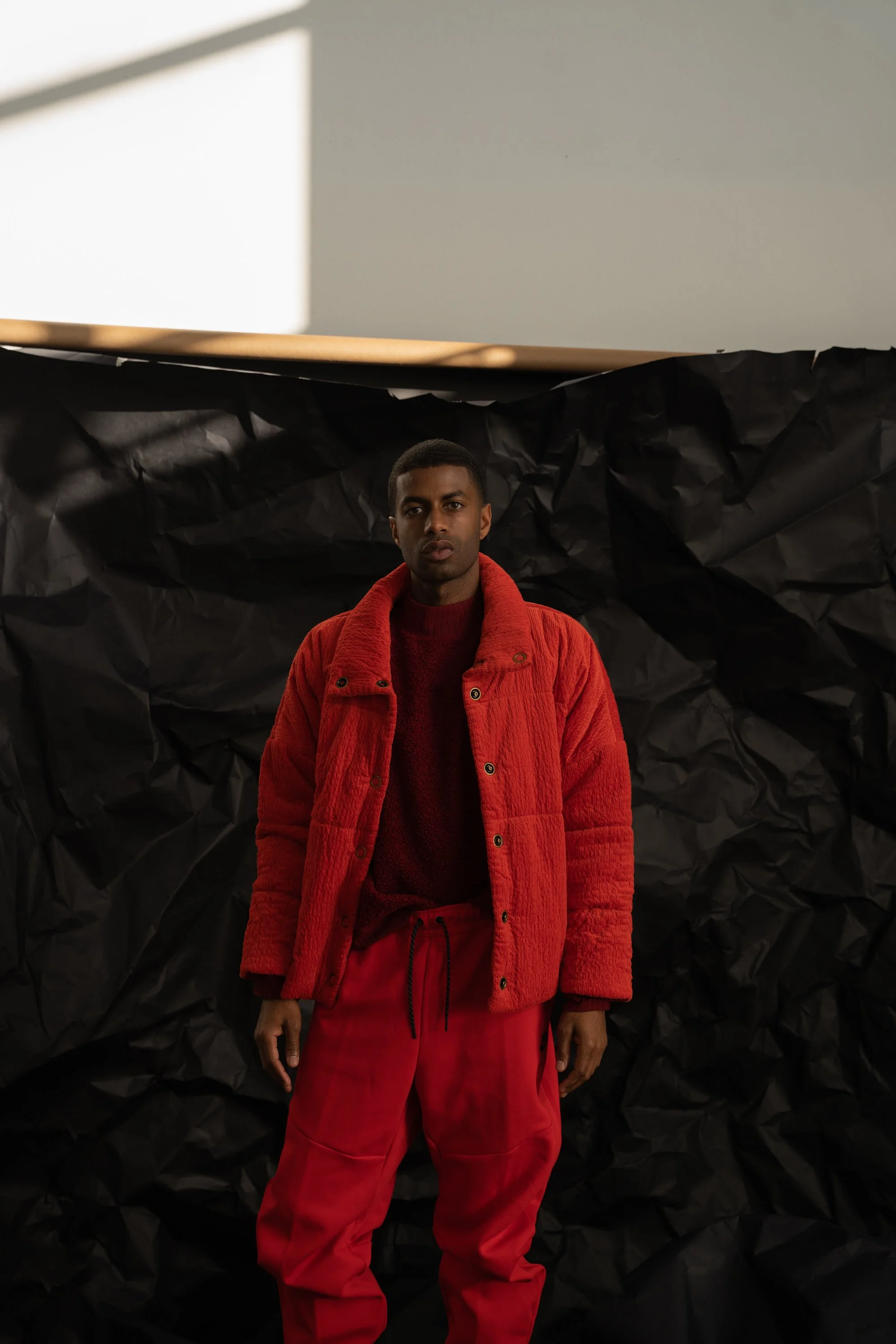 Patrick Sims photographed for a contemporary high fashion editorial.