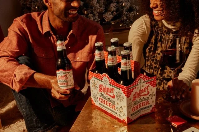 Patrick Sims in a holiday lifestyle campaign for Favor and H-E-B featuring Shiner Beer.