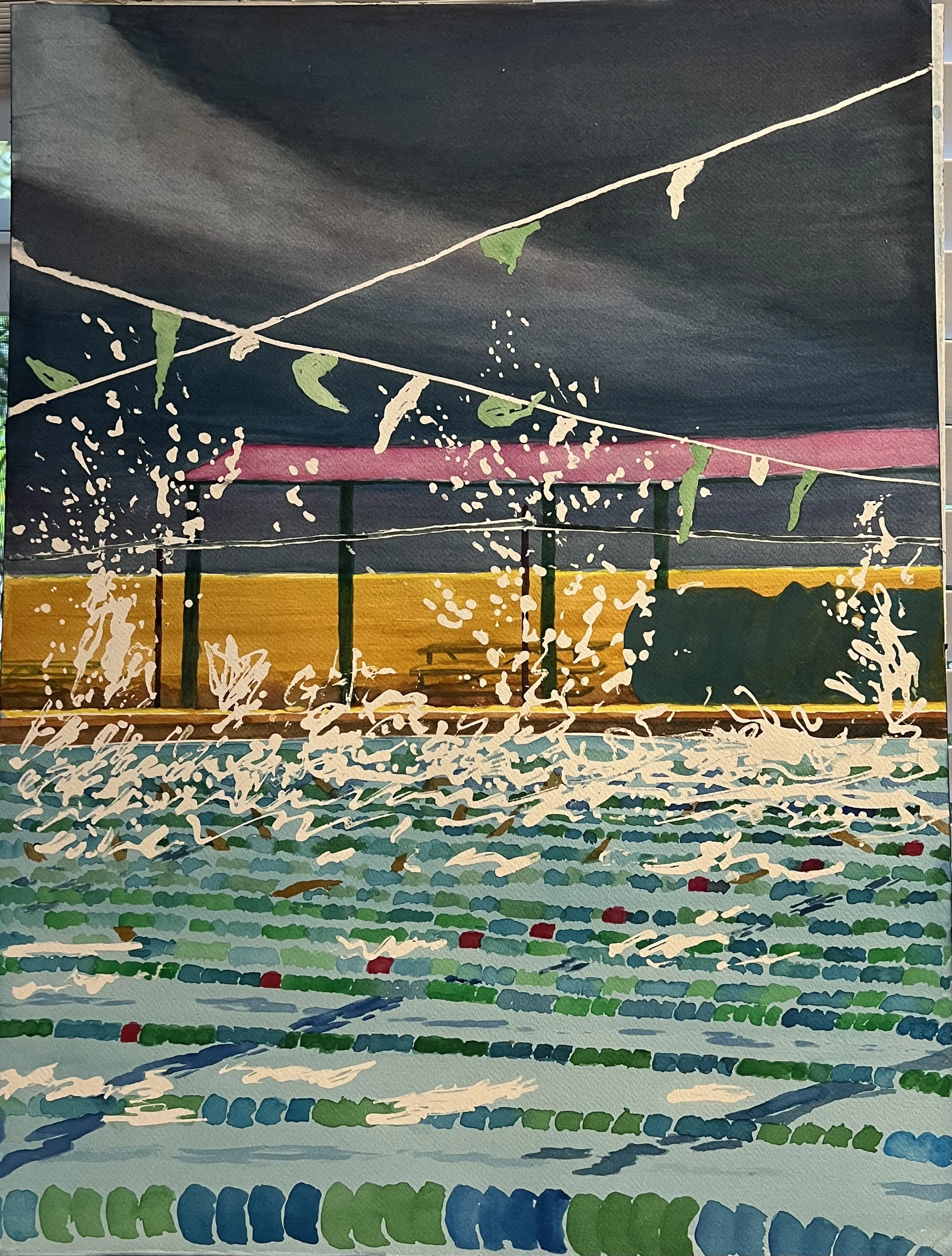 Swim Practice - Watercolor- 18x24- $750