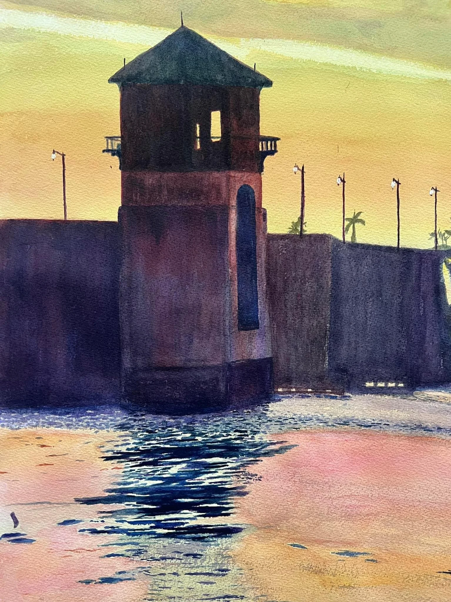 Middle Bridge Sunset- Watercolor- 18x22- $1000