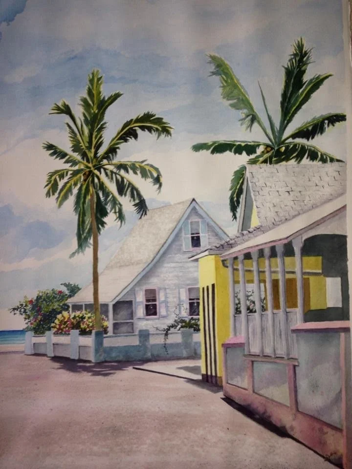 Bahama House- Watercolor- 21x 32- Framed- $1200