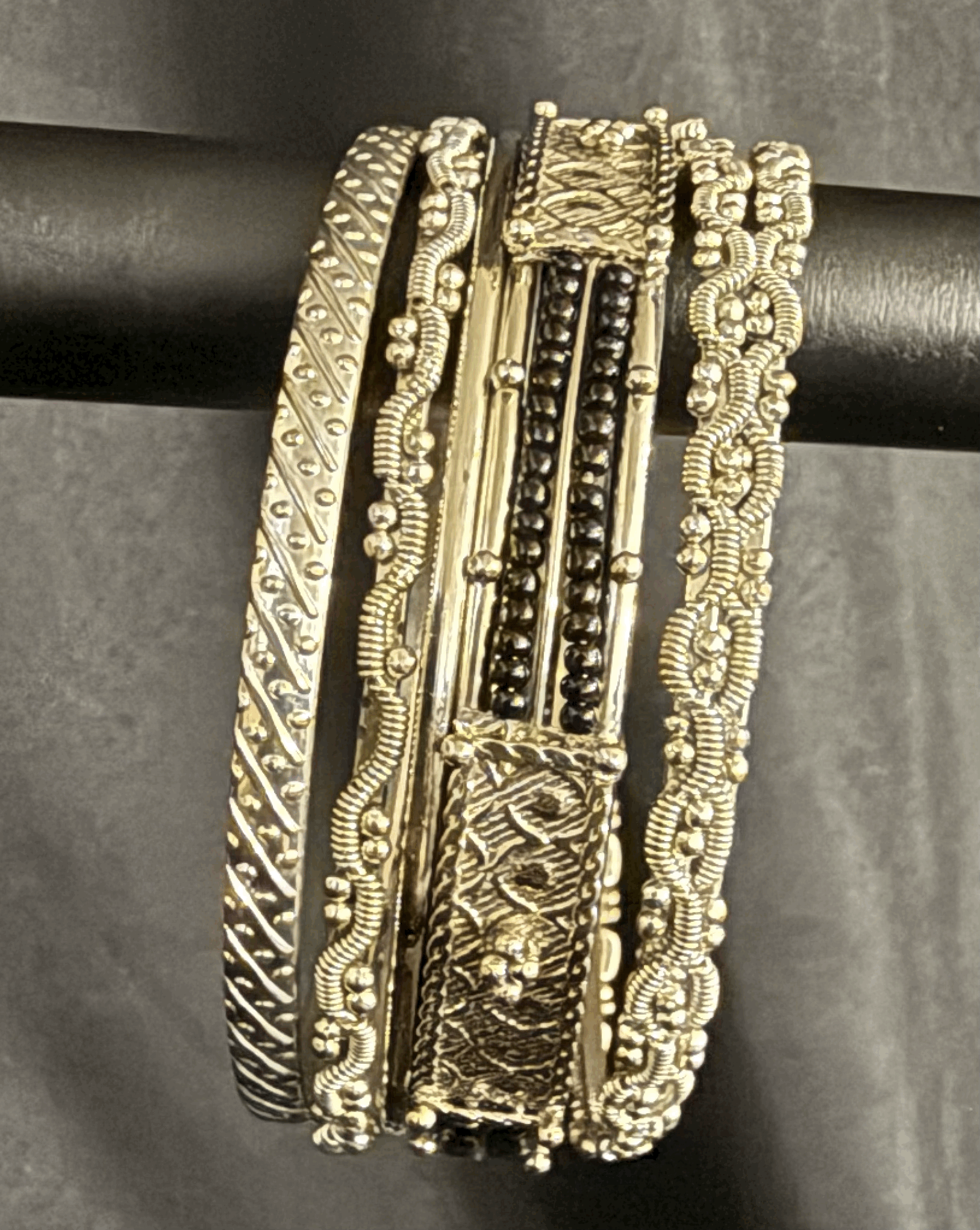 Silver and Black Bangles