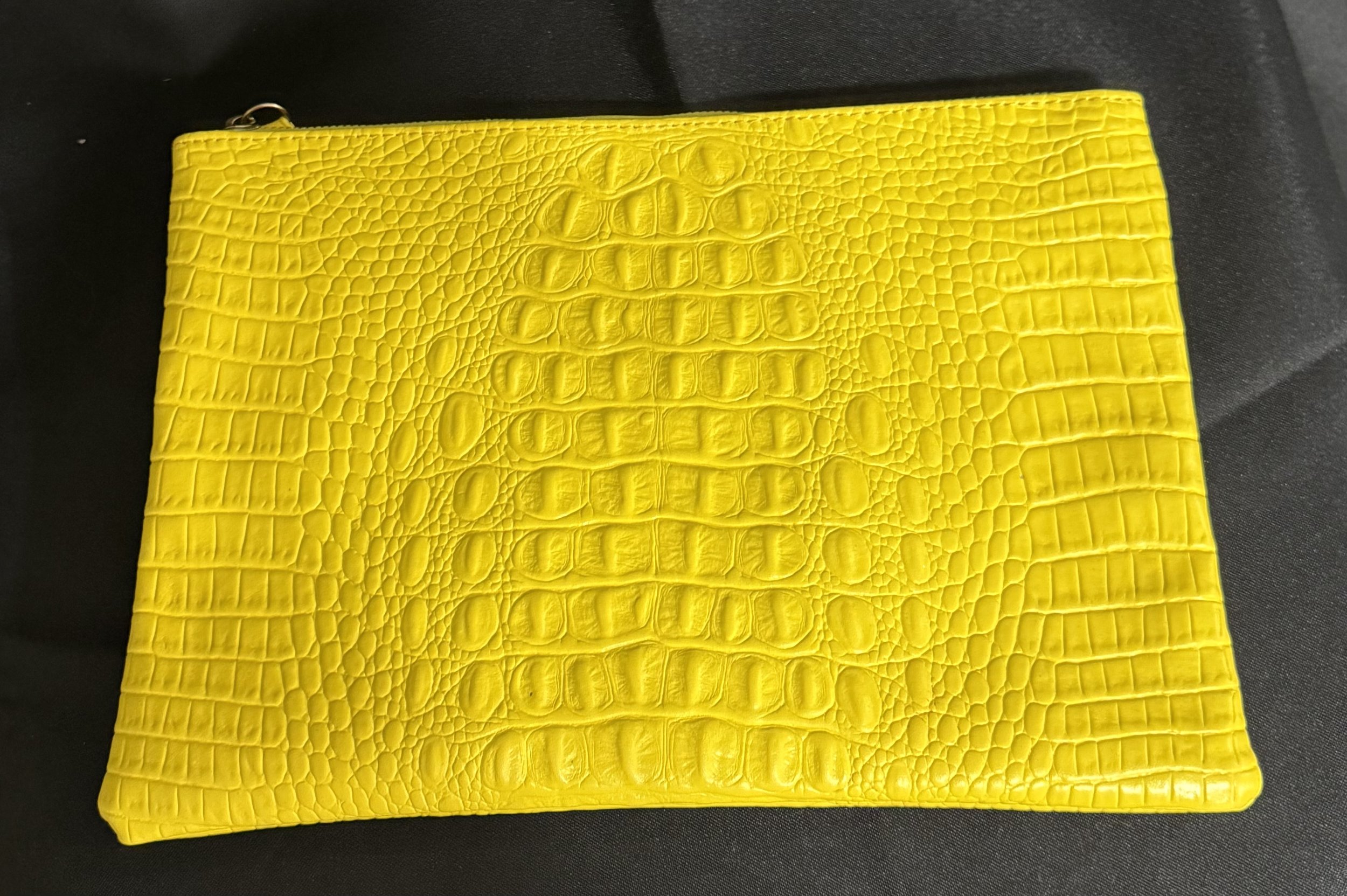 Bright Yellow Snakeskin Clutch