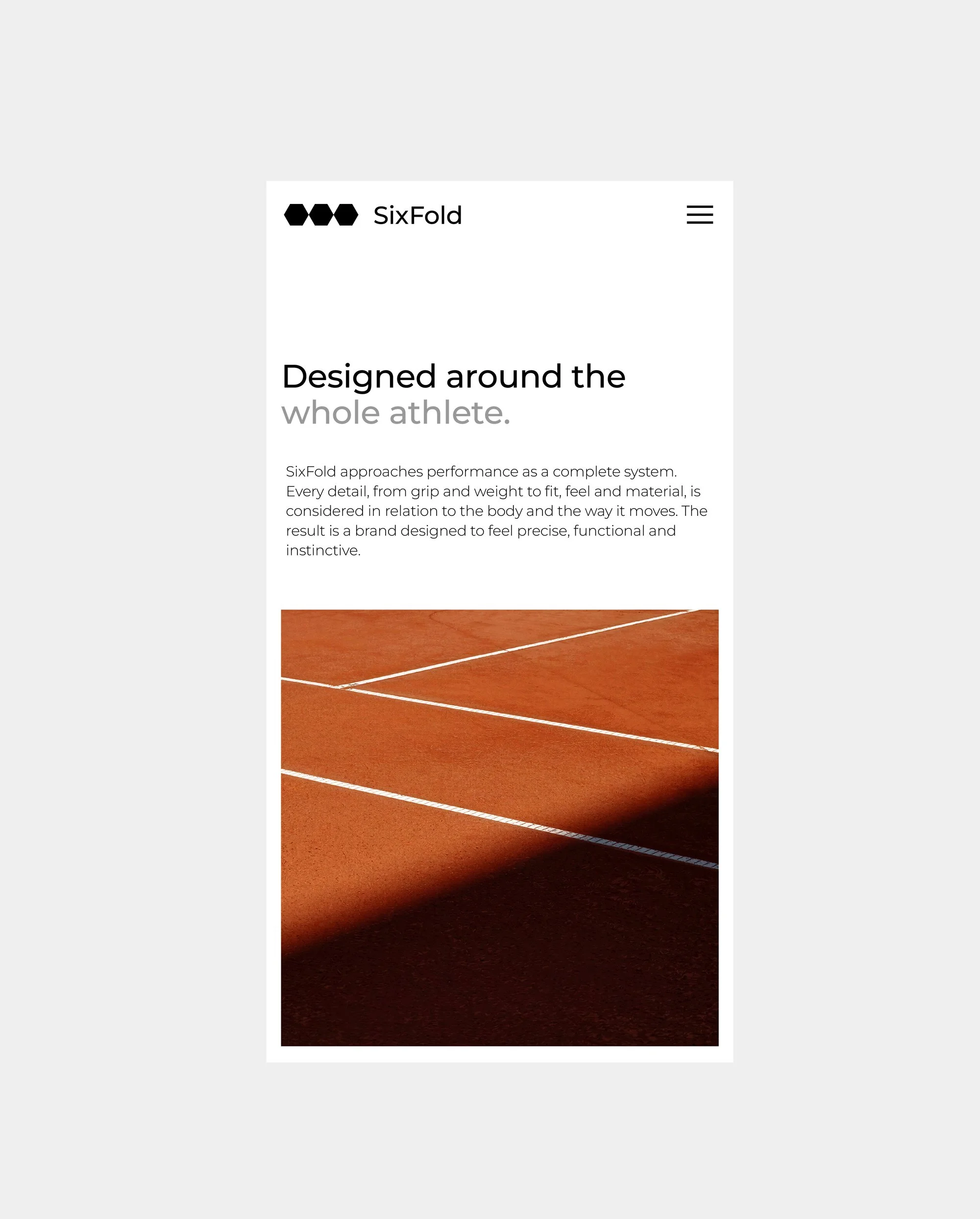 Sixfold website design featuring clean editorial typography, minimalist layouts and warm-toned landscape imagery within a cohesive sports brand identity.