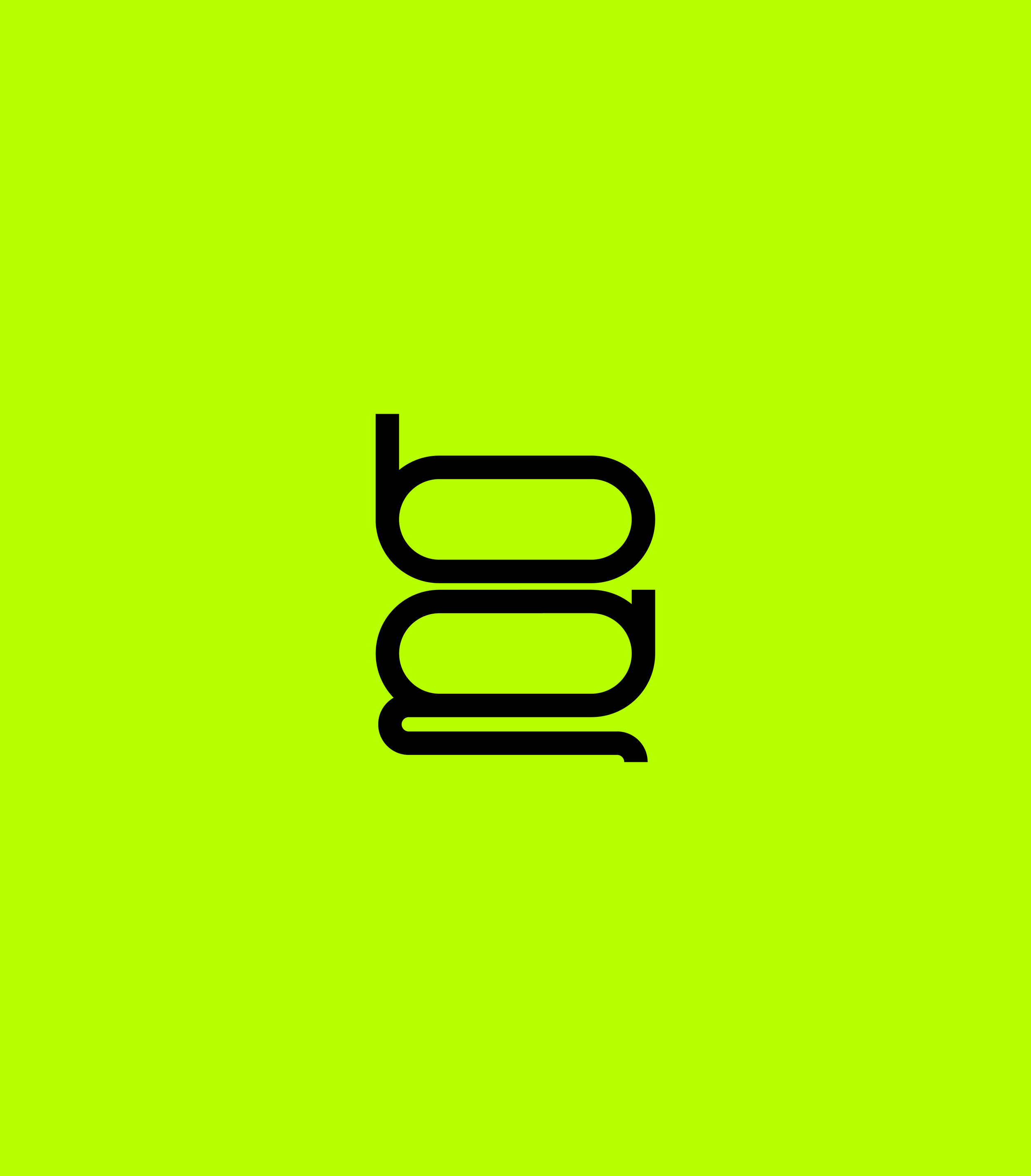 Abstract logo mark developed for the BadDog brand, presented on a vibrant neon green background to convey boldness, energy, and a distinctive visual identity.