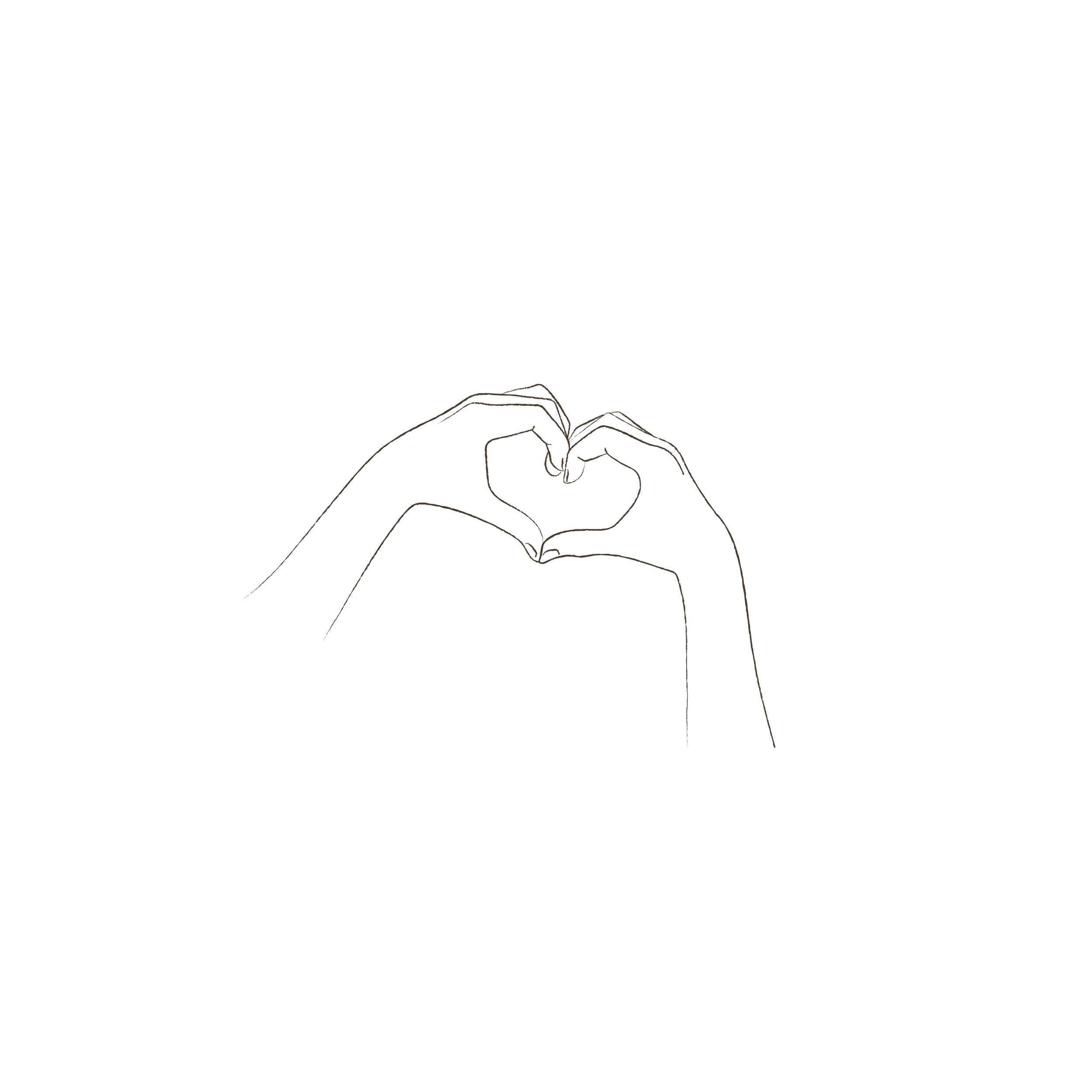 Line drawing of hands forming a heart shape to represent a compassionate and supportive therapy experience