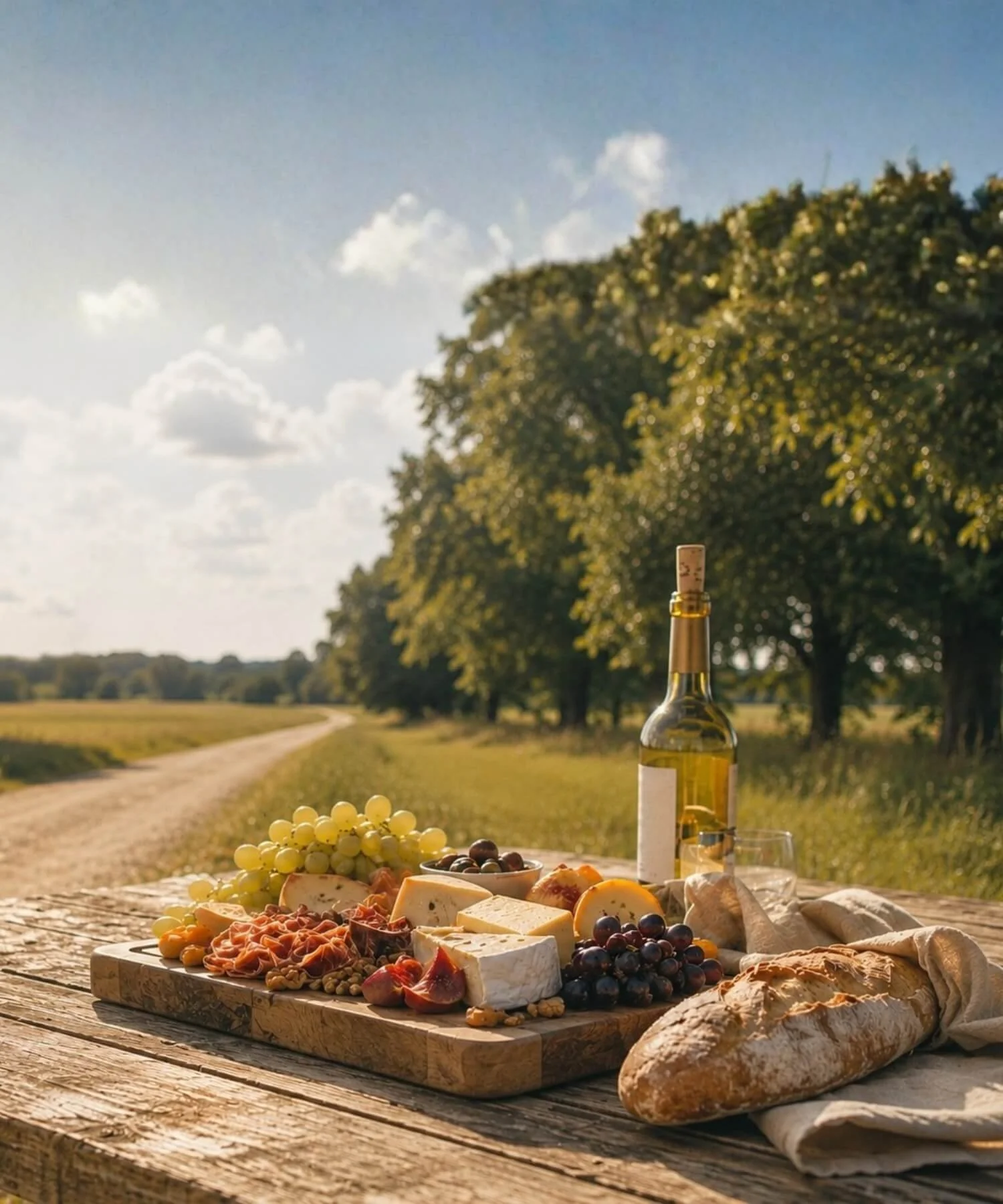 Mindfulness-Based Eating program featuring a balanced meal with bread, cheese, fruit, and wine, representing a mindful and flexible relationship with food