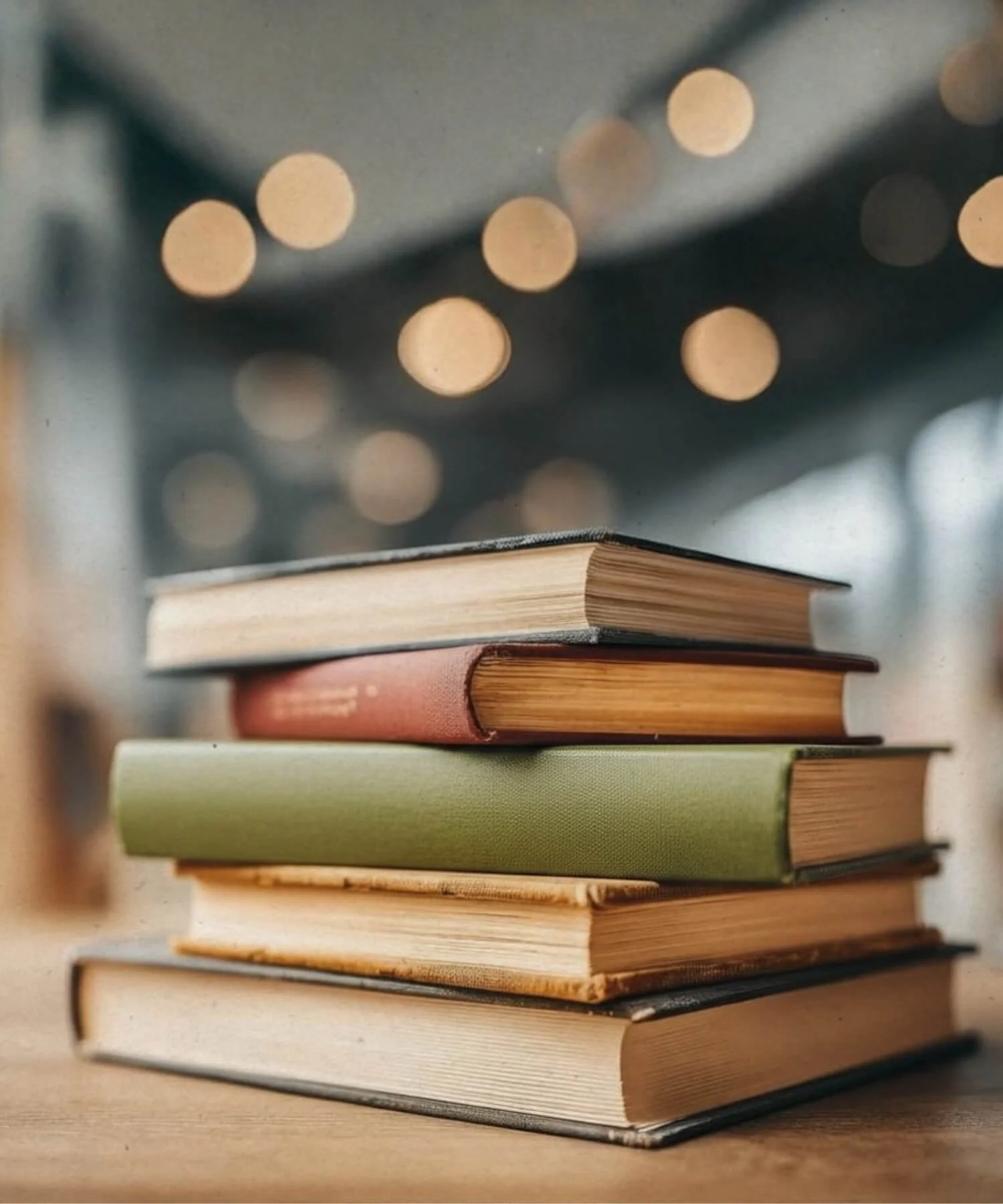 Stack of books representing professional training, education, and clinical expertise