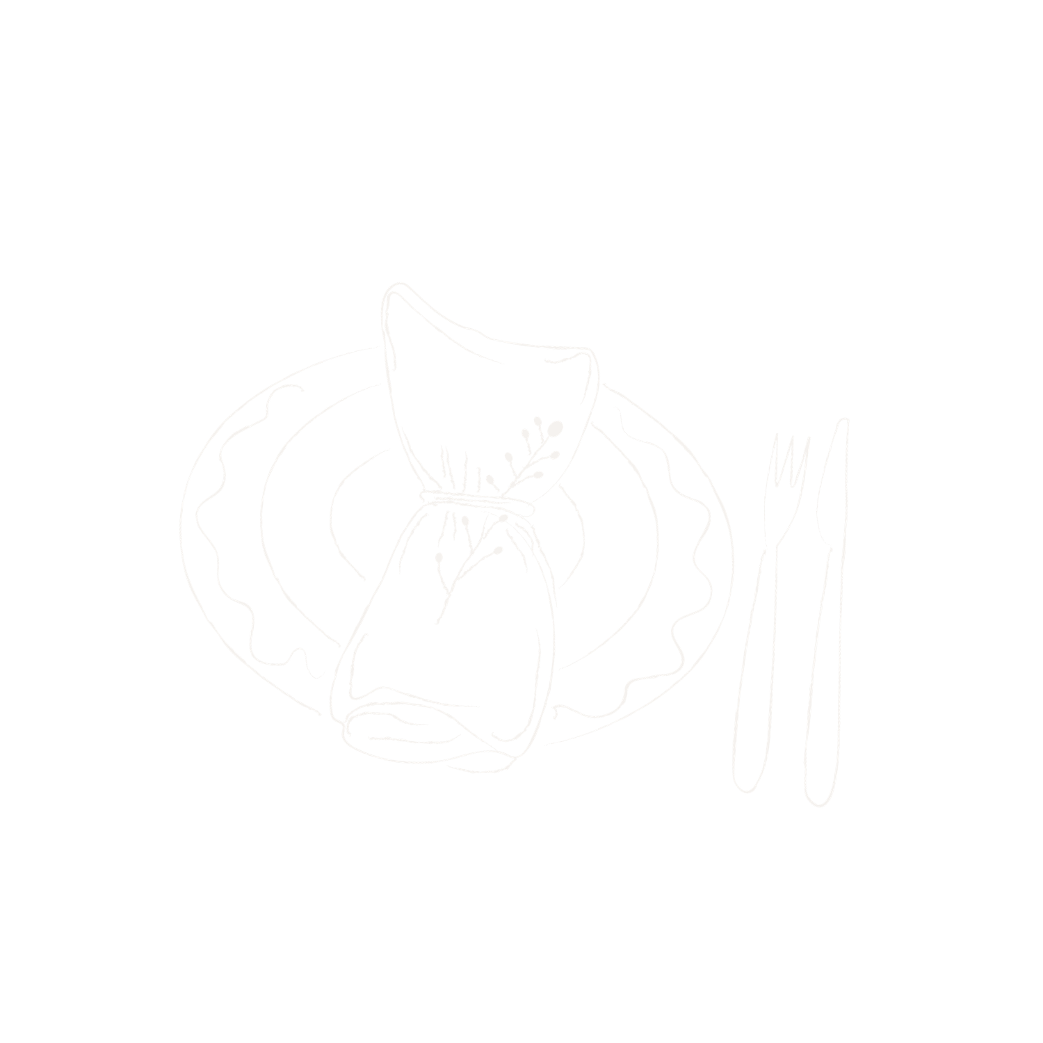 A plate and napkin with a fork and knife.