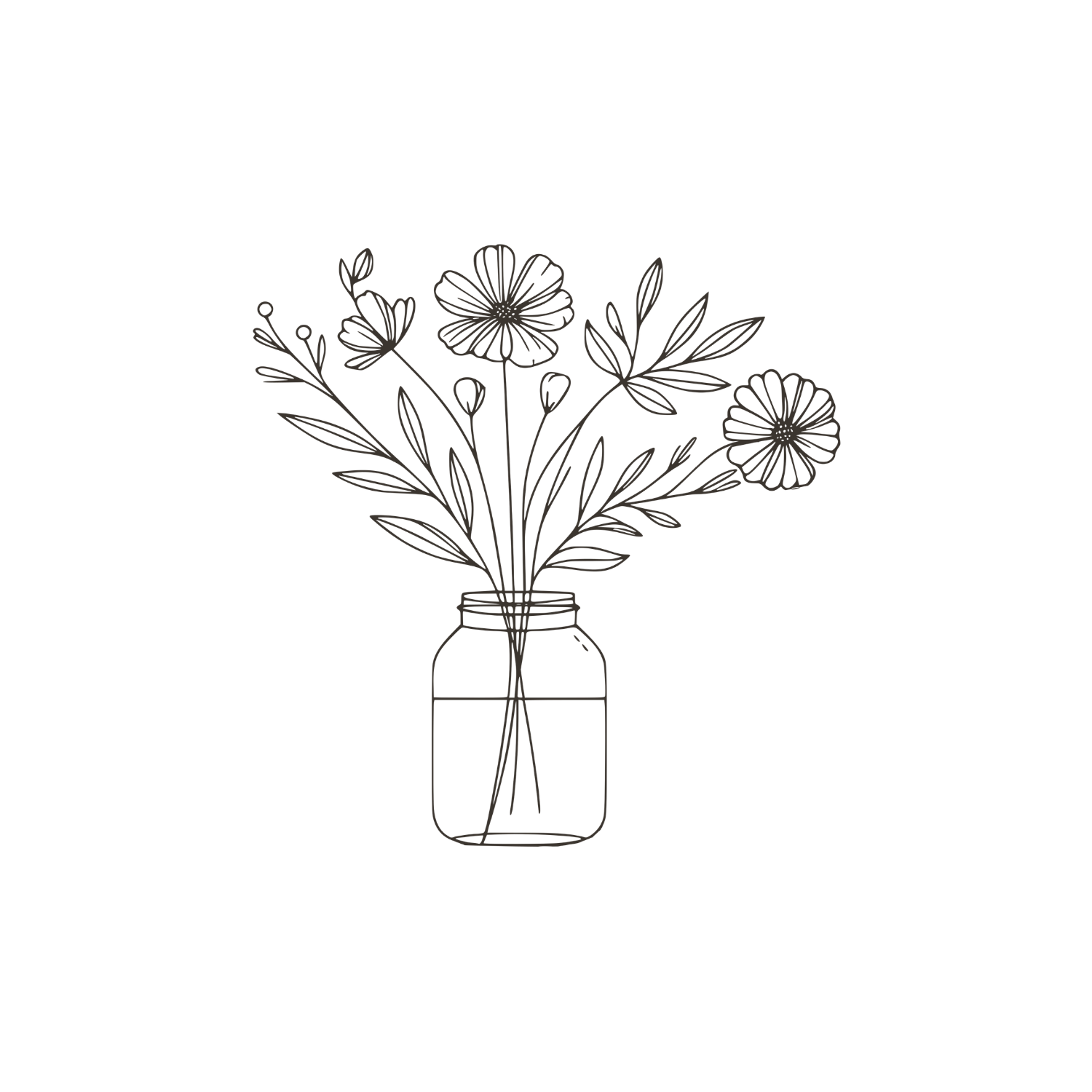 Hand drawn floral illustration symbolizing growth, healing, and authentic self-discovery