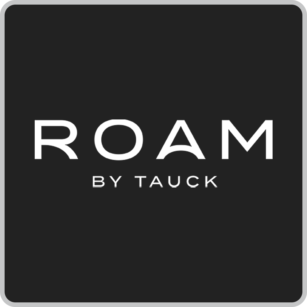 Black background with the text 'ROAM BY TAUCK' in white, with 'ROAM' in large letters and 'BY TAUCK' in smaller letters below.