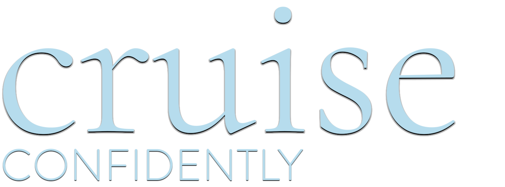 The words 'cruise confidently' in light blue text on a black background.