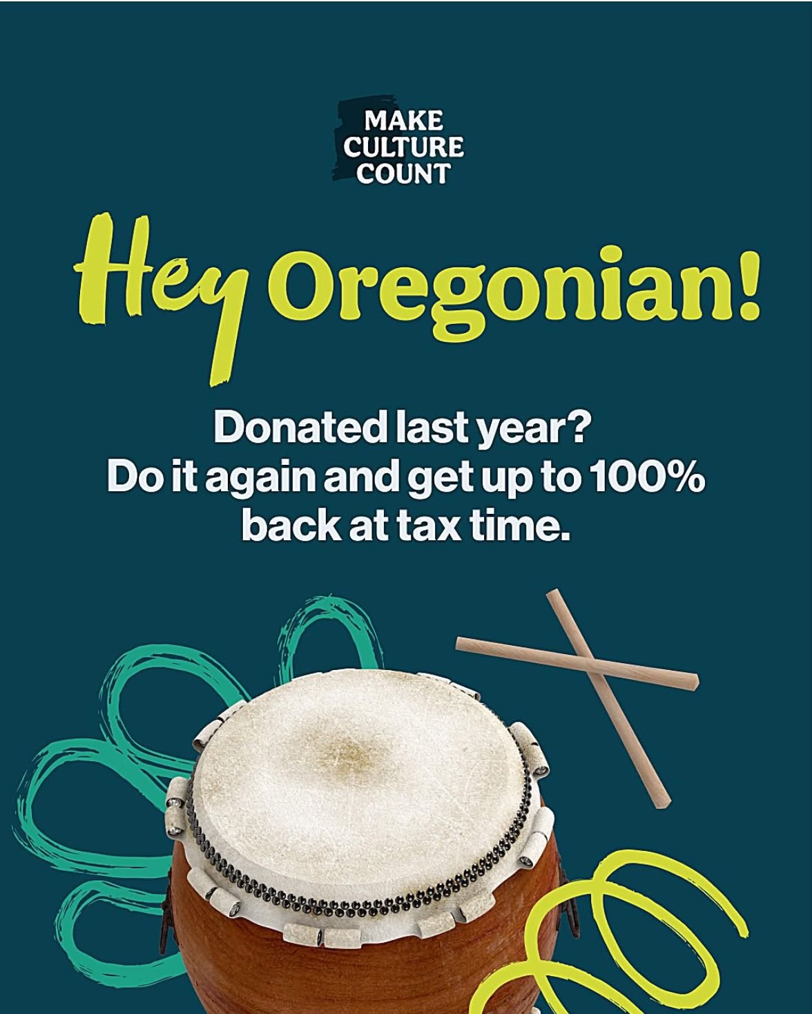 Hey Oregonians! Have you heard of the Oregon Cultural Tax Credit? It's basically a win-win-win! Donate to your favorite arts organizations, donate to the @orculturaltrust, then receive dollar-for-dollar tax credits! (Link in bio for short explanatory