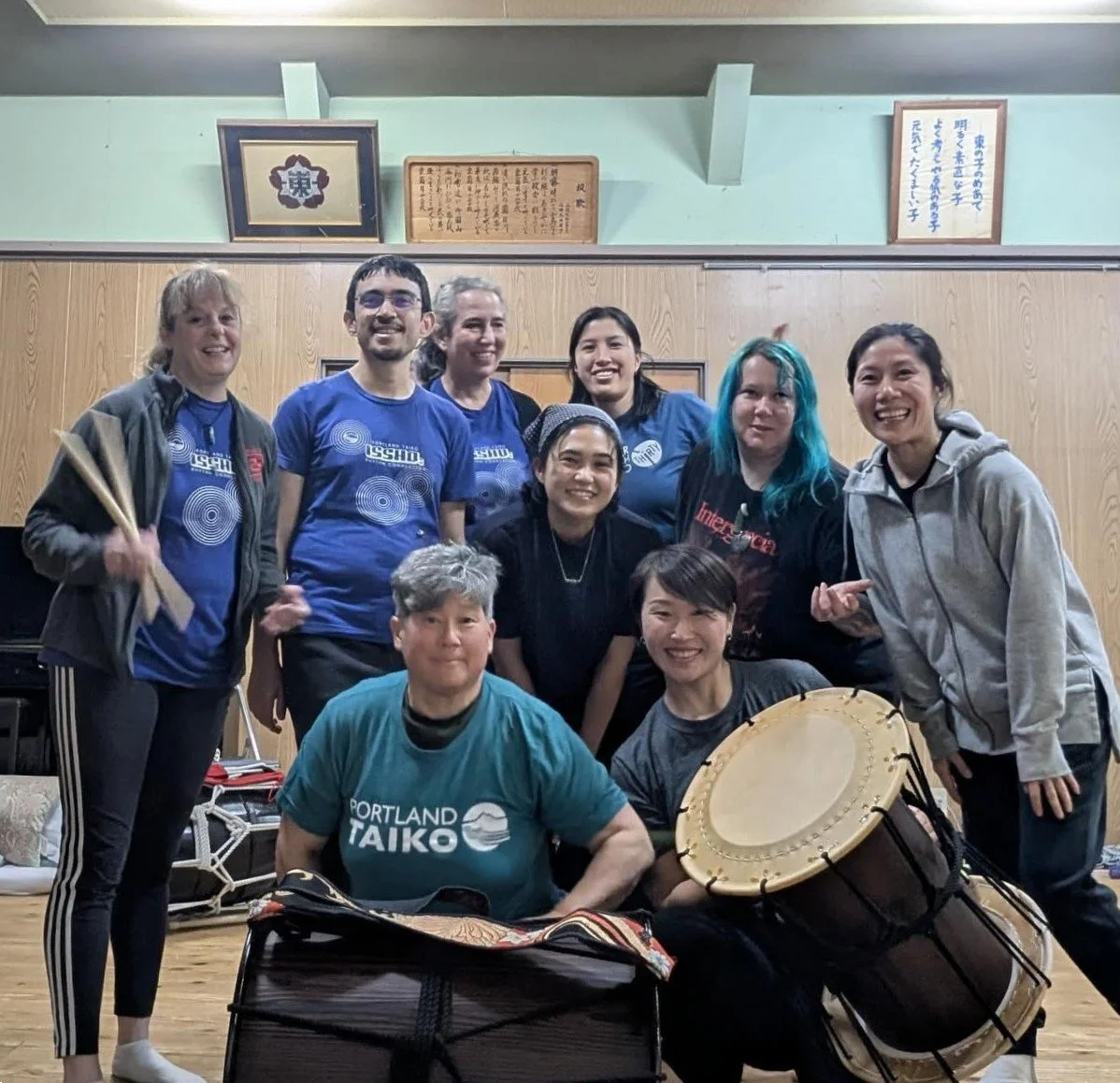Portland Taiko performers with Eri Uchida in Japan
