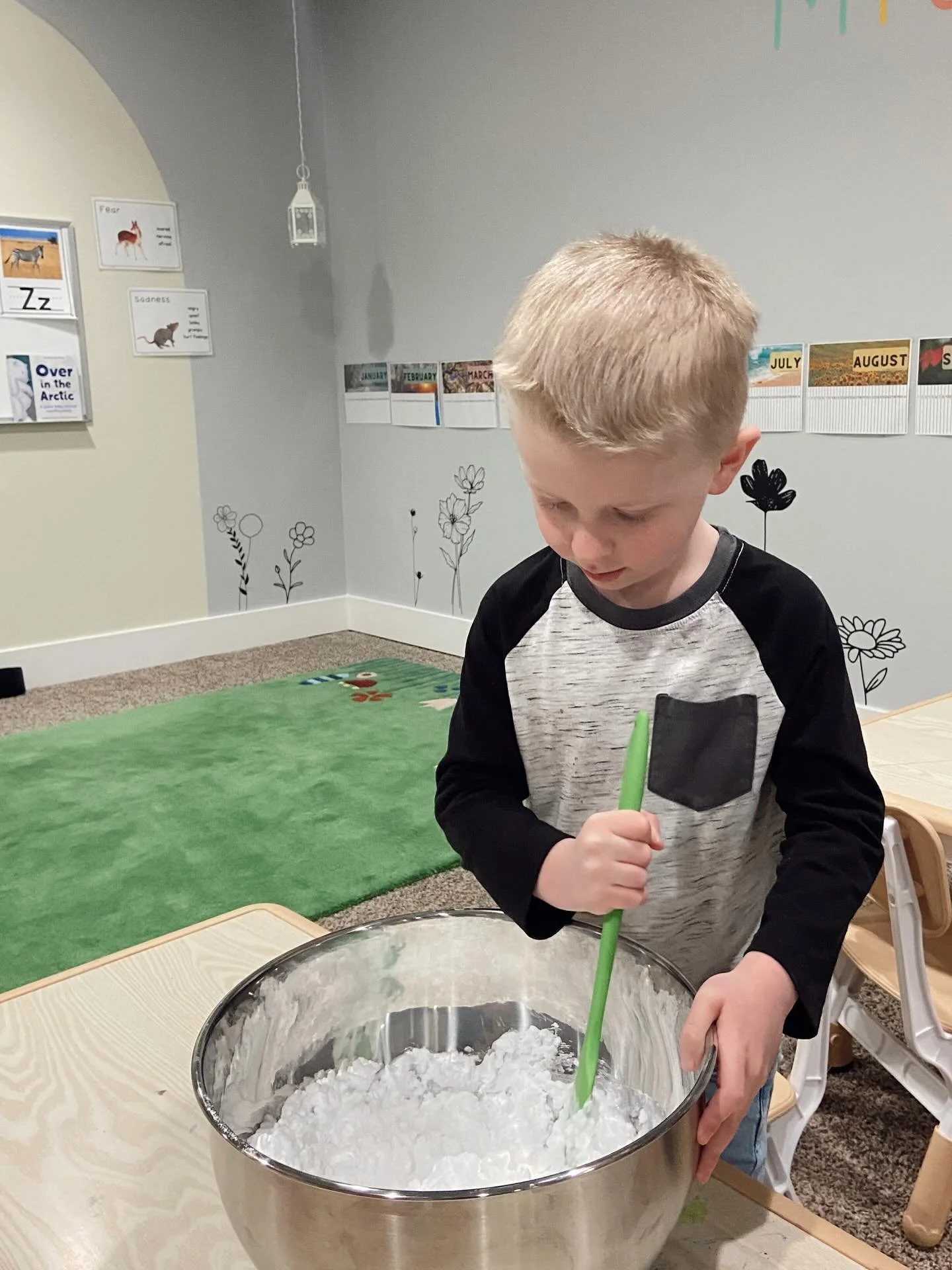 We made some fake snow in class just in time for the real snow!❄️