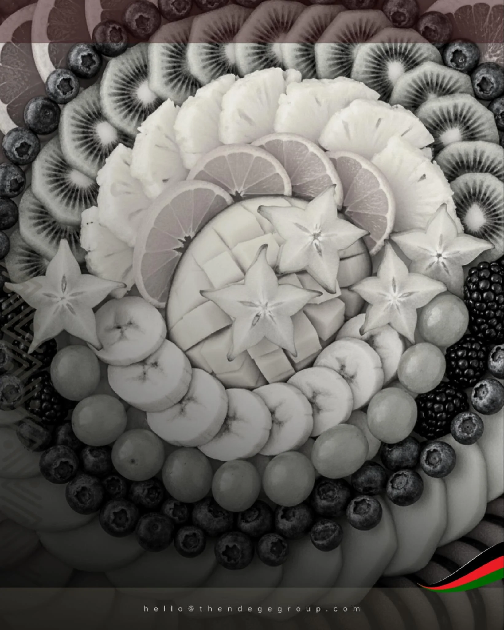 Fresh tropical fruits: bananas, kiwi, star fruit, citrus, berries. Ndege MarketPlace&copy; connects producers to continental and diaspora markets. Wholesome cultivation, thorough inspection, careful cross-continental delivery. Quality sourcing meets 