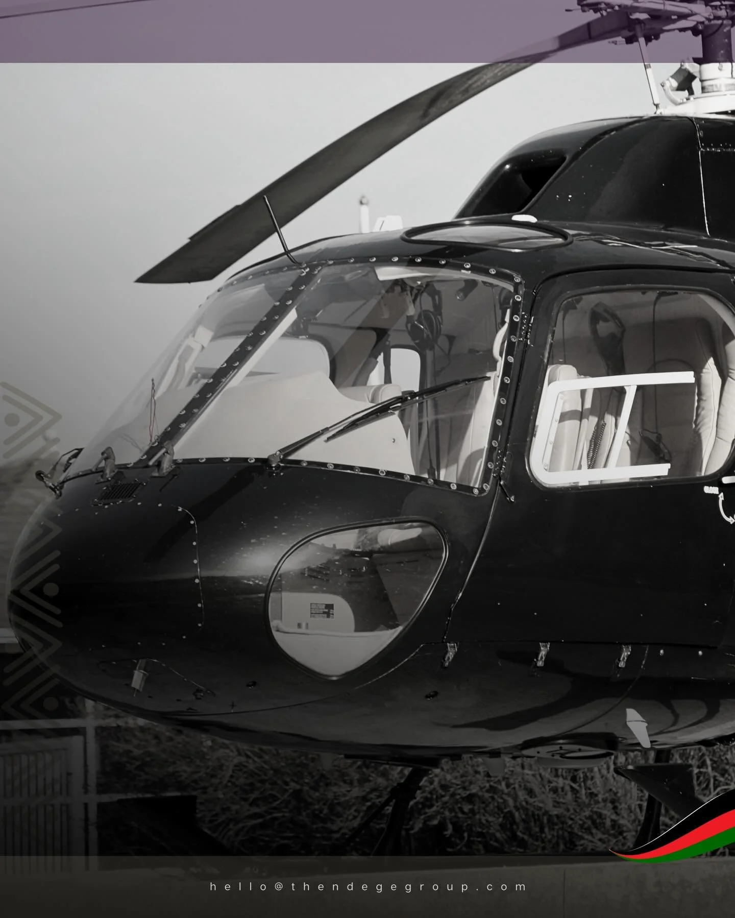 Luxury means assured, safe limitlessness. Rotor transfers from home to farm, event to excursion, technical survey to rapid transit. The owner-operated fleet network caters in elegance and comfort. Ndege Aerospace&copy; guarantees access. Capability f