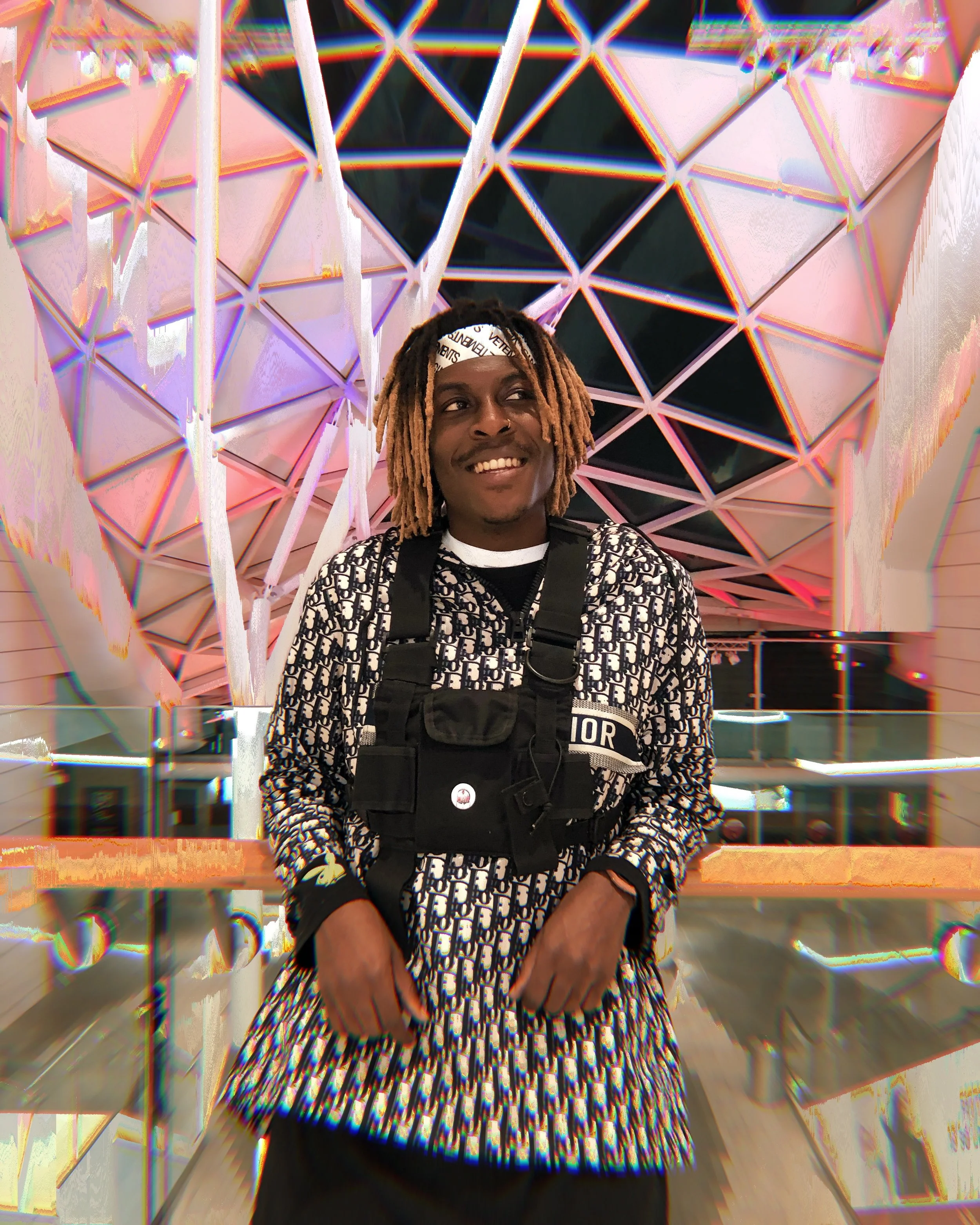 Image of Musical Artist/Rapper Young Gstar in Dior Jacket at Westfield White City